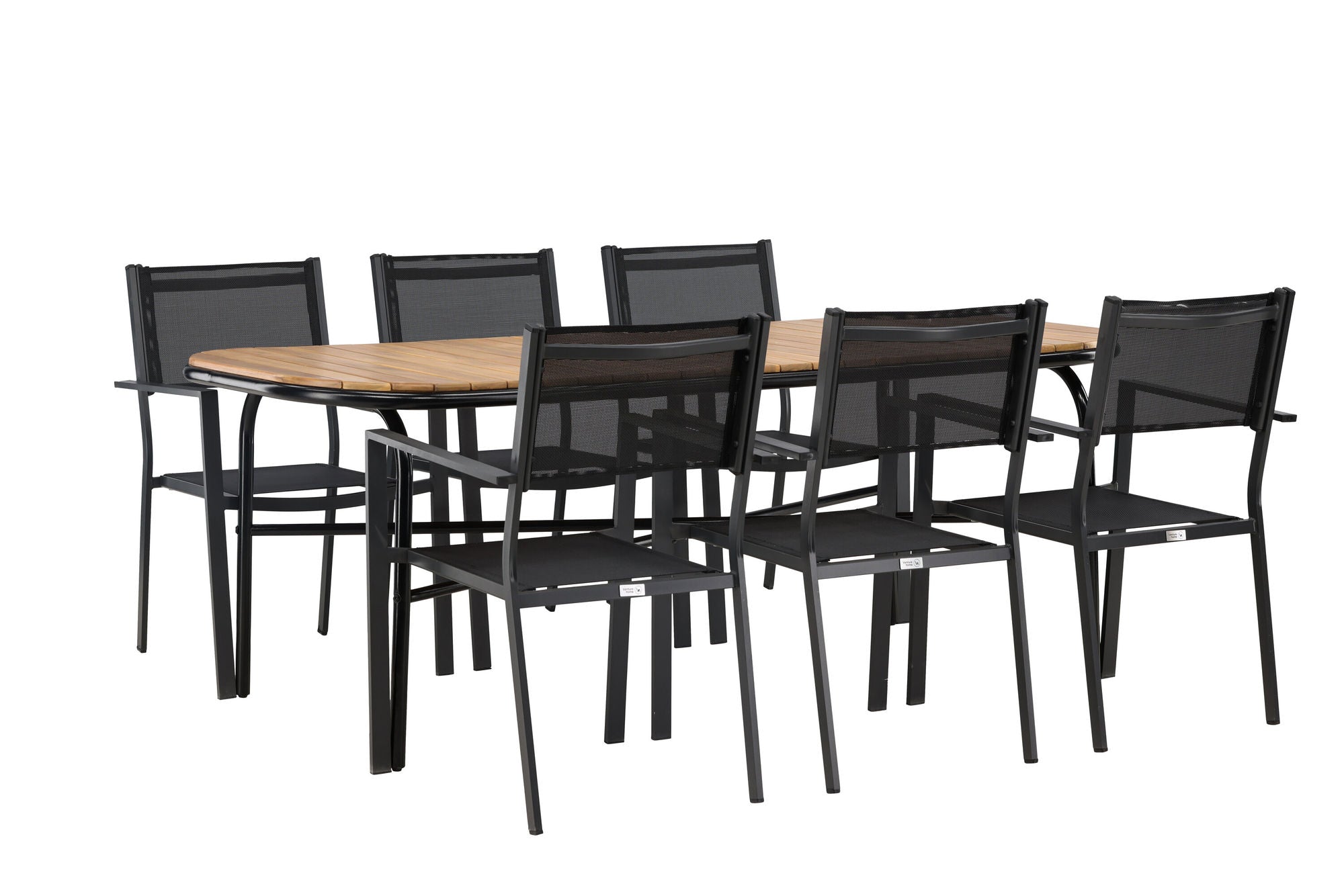 Venture Home Holmbeck Diningbord Steel - Black / Rectangular 90*200*75 +Copacabana Stacking stol - Black/Black - Ersätter 4131-408 _6