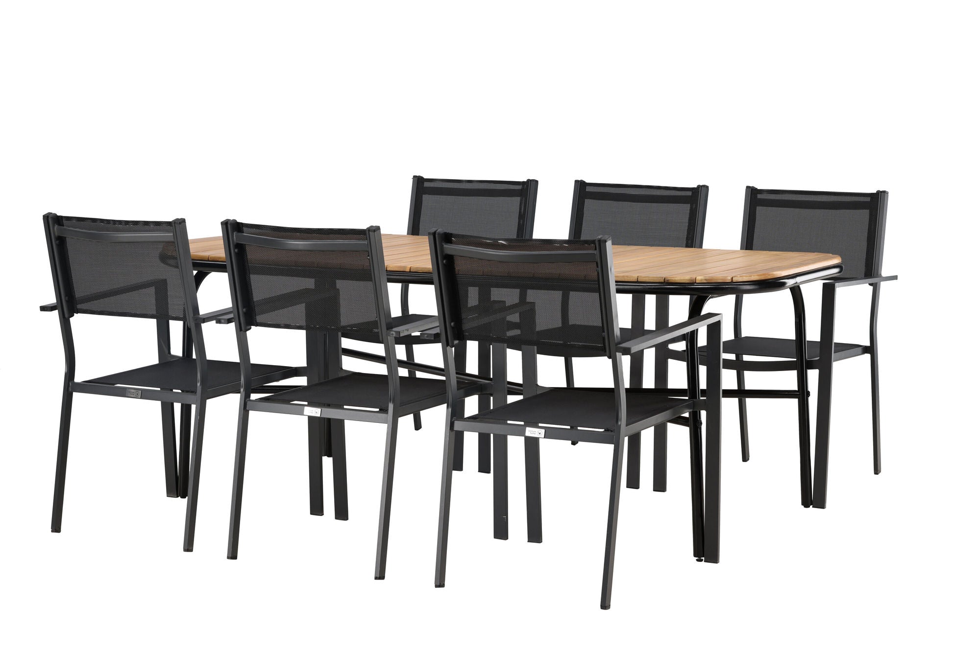 Venture Home Holmbeck Diningbord Steel - Black / Rectangular 90*200*75 +Copacabana Stacking stol - Black/Black - Ersätter 4131-408 _6