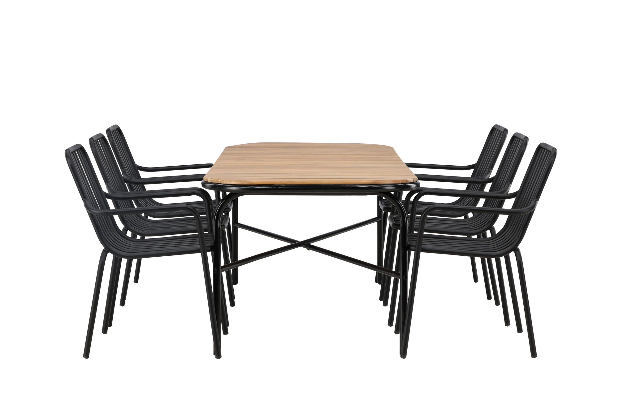 Venture Home Holmbeck Diningbord Steel - Black / Rectangular 90*200*75 +Peking Diningchair Aluminium - Black / _6