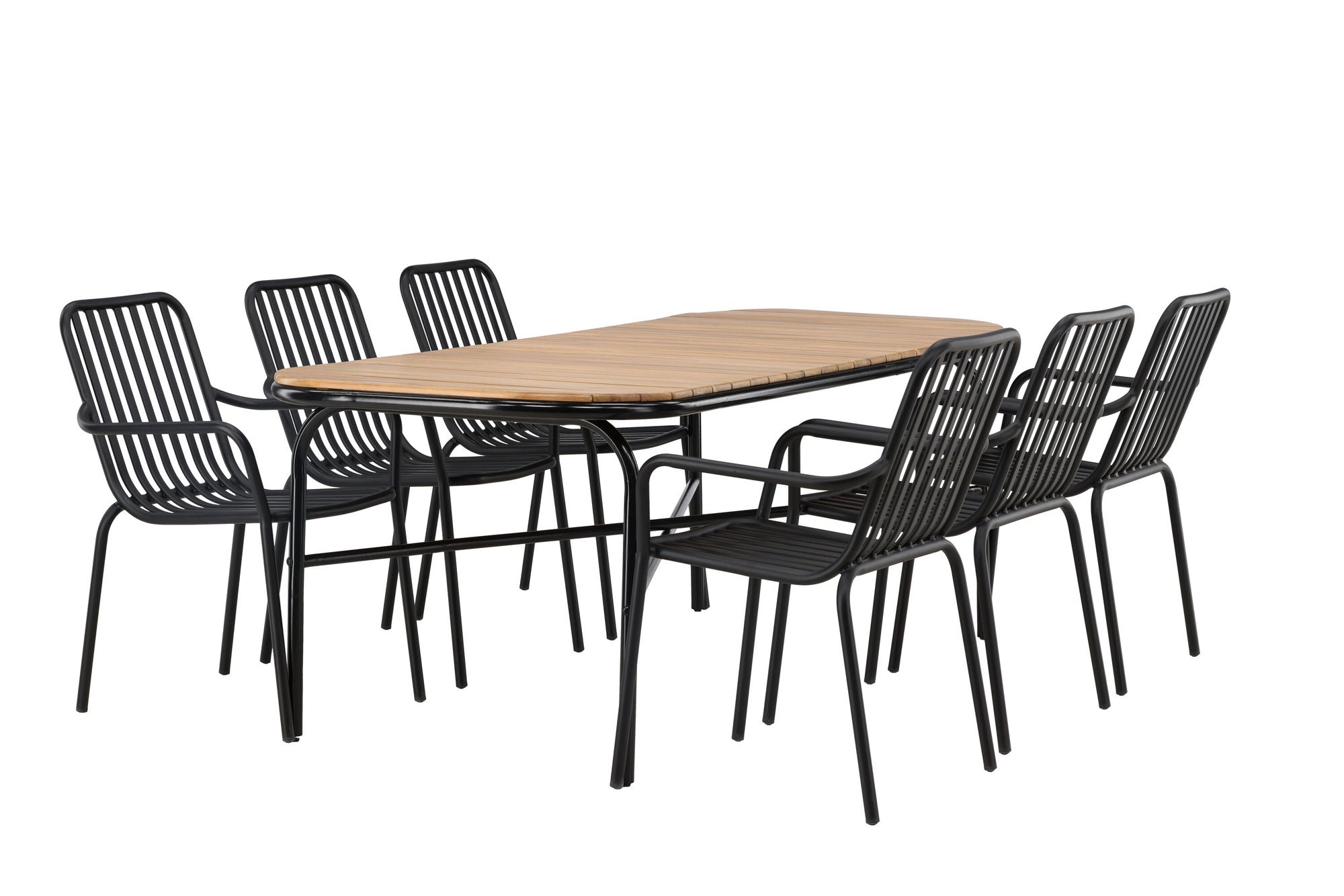 Venture Home Holmbeck Diningbord Steel - Black / Rectangular 90*200*75 +Peking Diningchair Aluminium - Black / _6