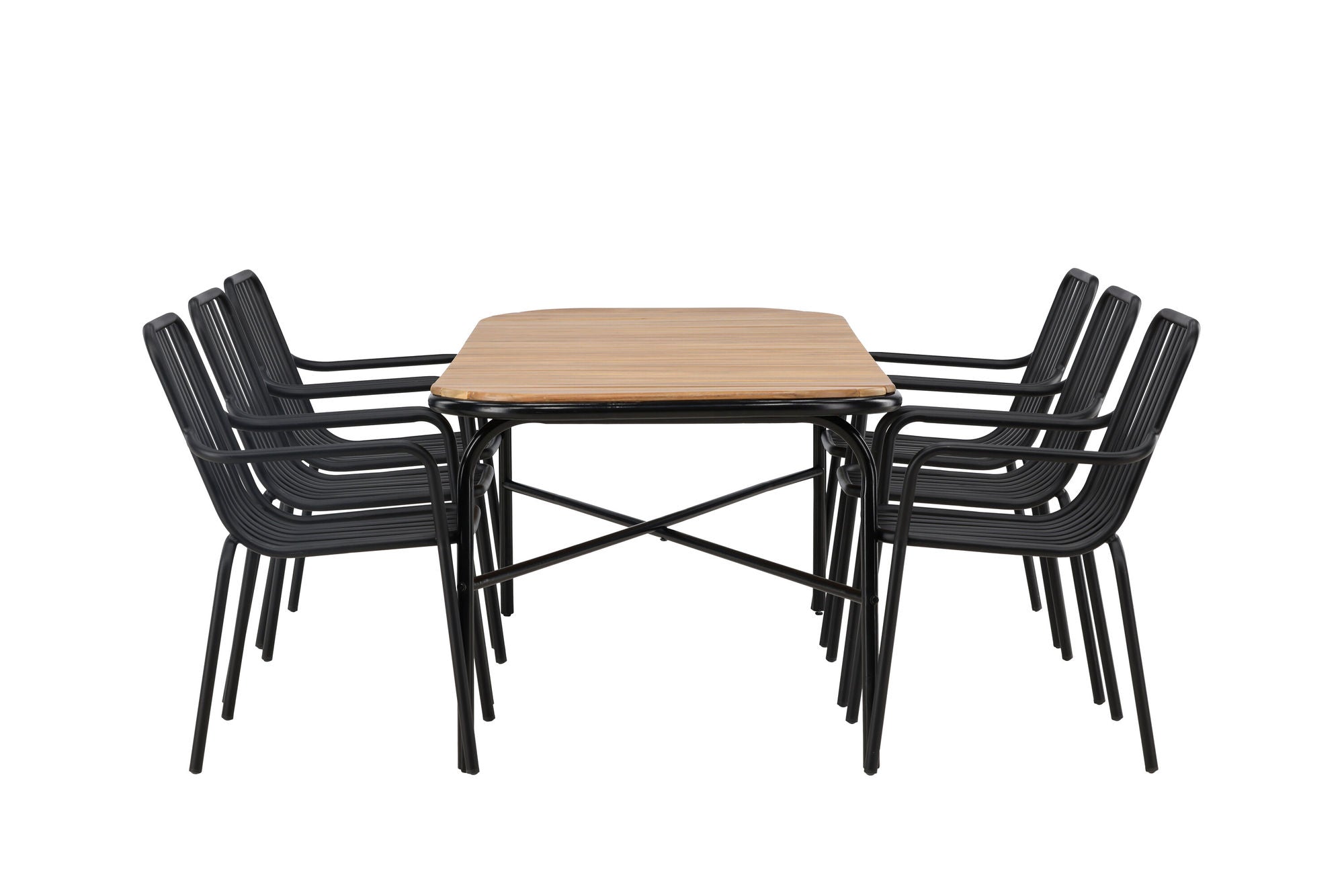 Venture Home Holmbeck Diningbord Steel - Black / Rectangular 90*200*75 +Peking Diningchair Aluminium - Black / _6