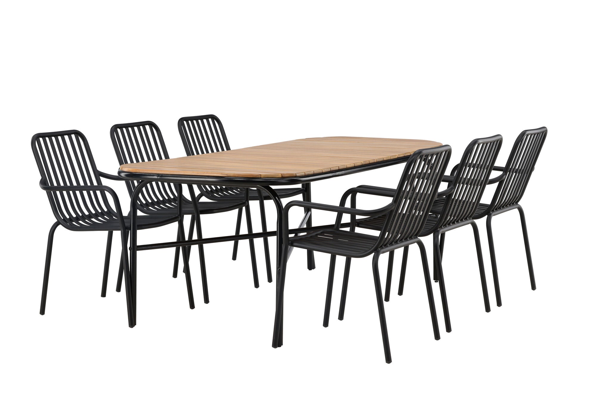 Venture Home Holmbeck Diningbord Steel - Black / Rectangular 90*200*75 +Peking Diningchair Aluminium - Black / _6
