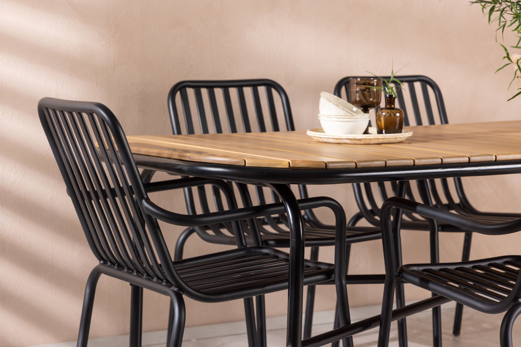 Venture Home Holmbeck Diningbord Steel - Black / Rectangular 90*200*75 +Peking Diningchair Aluminium - Black / _6