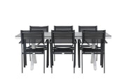 Venture Home Garcia Diningbord Alumnium - White / Light Grey Aintwood / Rectangular 100*200* +Copacabana Stacking stol - Black/Black - Ersätter 4131-408 _6