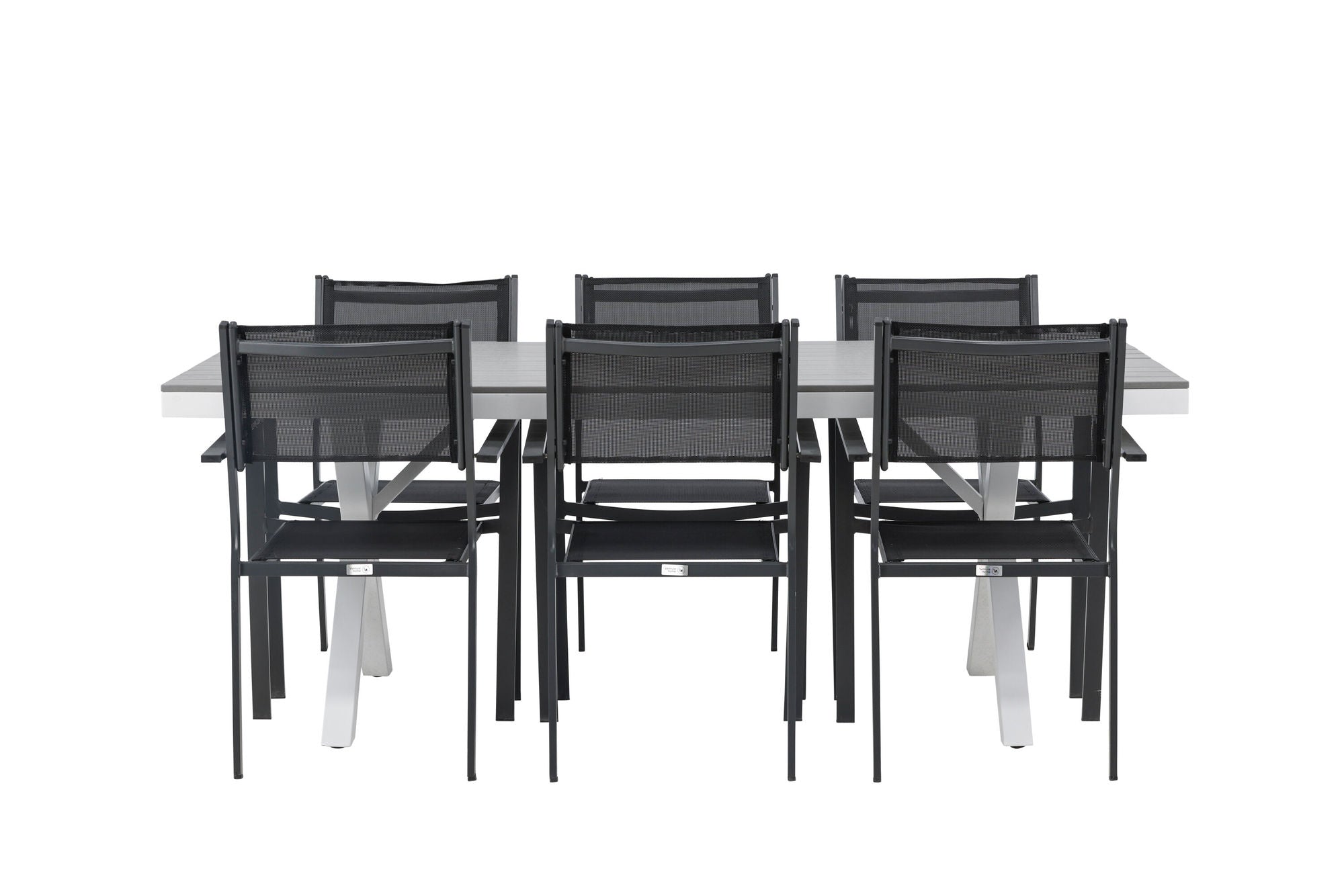 Venture Home Garcia Diningbord Alumnium - White / Light Grey Aintwood / Rectangular 100*200* +Copacabana Stacking stol - Black/Black - Ersätter 4131-408 _6