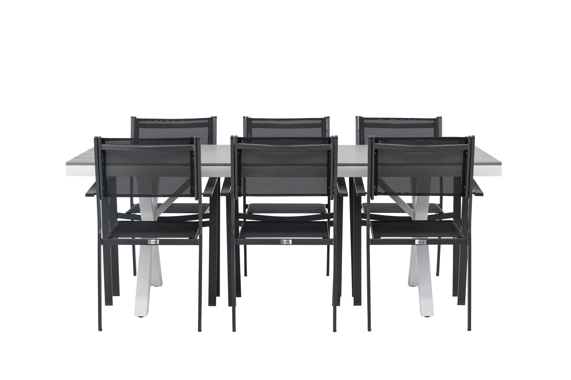 Venture Home Garcia Diningbord Alumnium - White / Light Grey Aintwood / Rectangular 100*200* +Copacabana Stacking stol - Black/Black - Ersätter 4131-408 _6