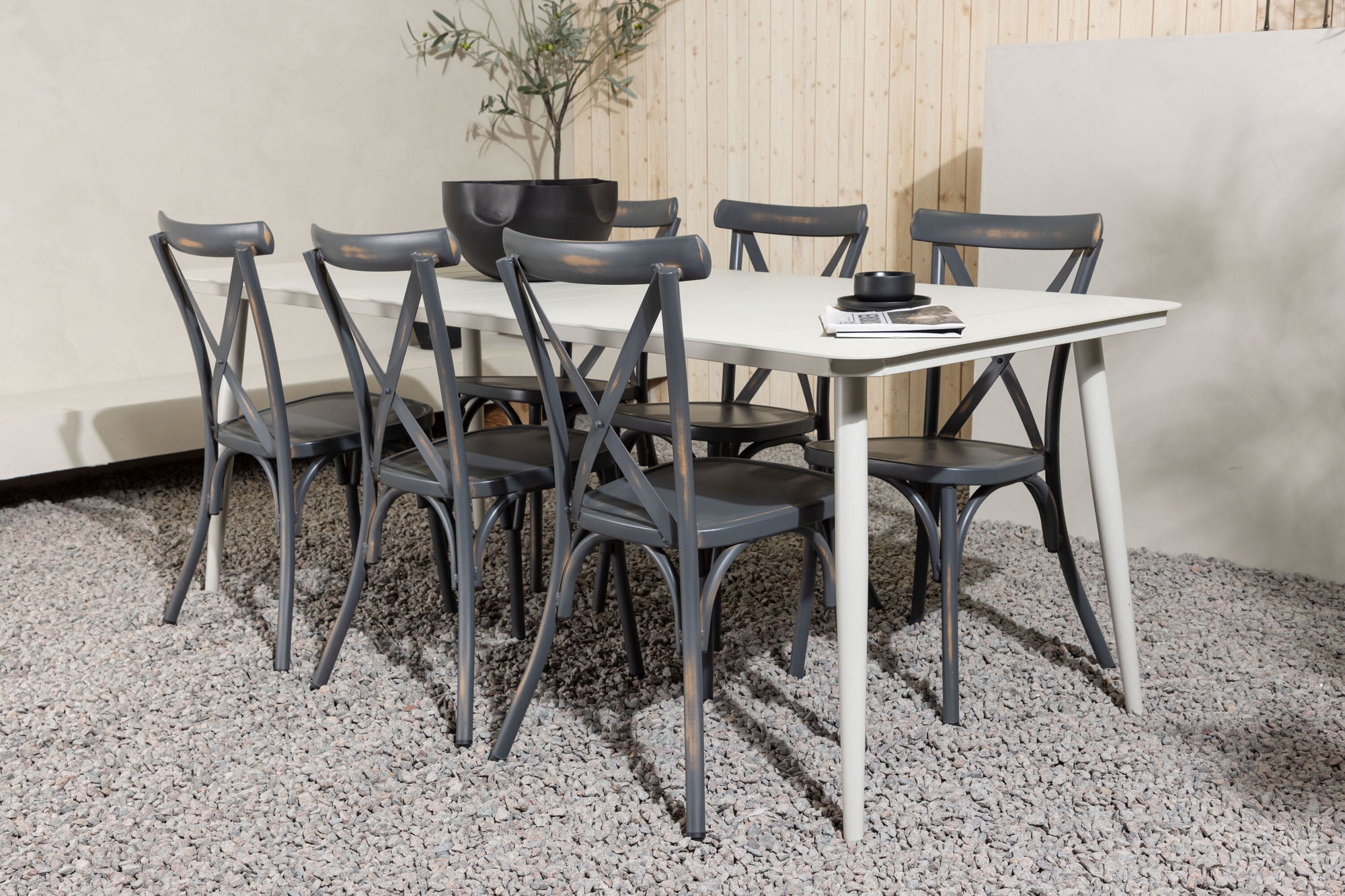Venture Home Lina spisebord - Beige - 200*90 +Tablas Diningchair Aluminium - Black / _6