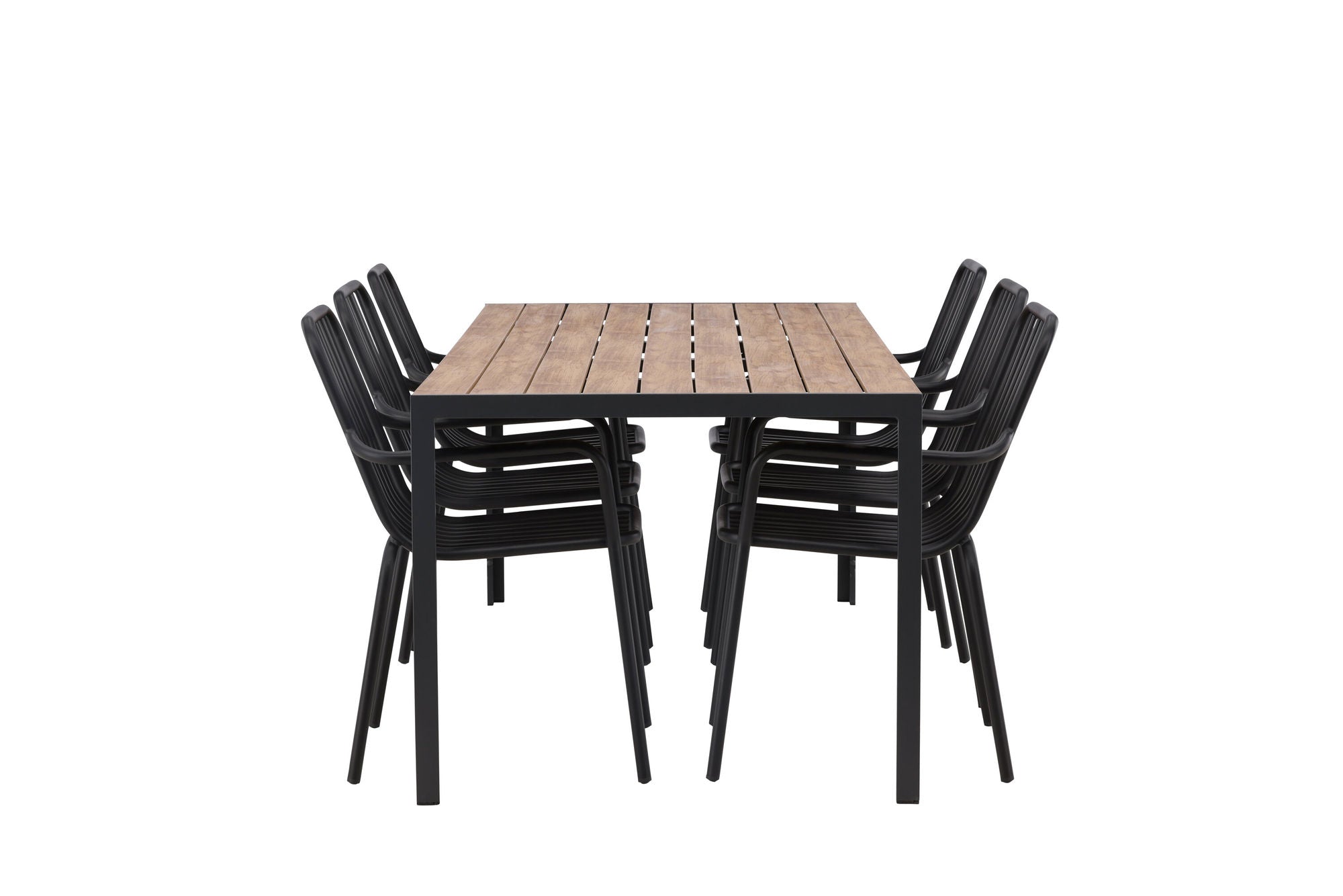 Venture Home Break Diningbord Alumnium - Black / Nature Rectangular 90*200* +Peking Diningchair Aluminium - Black / _6