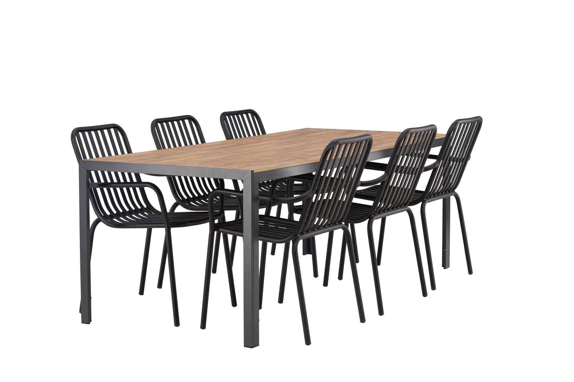 Venture Home Break Diningbord Alumnium - Black / Nature Rectangular 90*200* +Peking Diningchair Aluminium - Black / _6