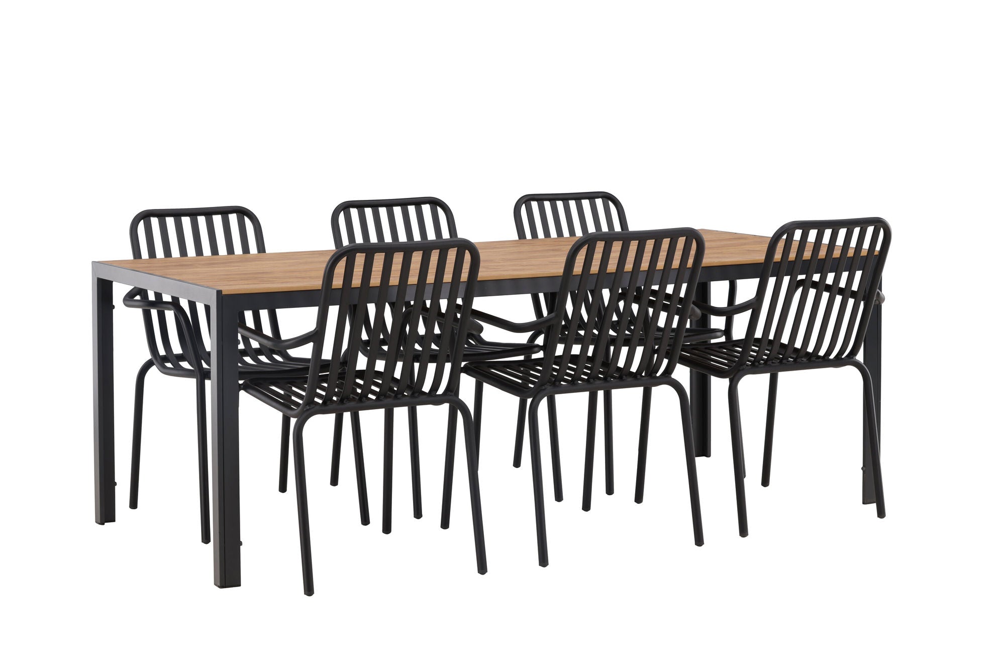 Venture Home Break Diningbord Alumnium - Black / Nature Rectangular 90*200* +Peking Diningchair Aluminium - Black / _6