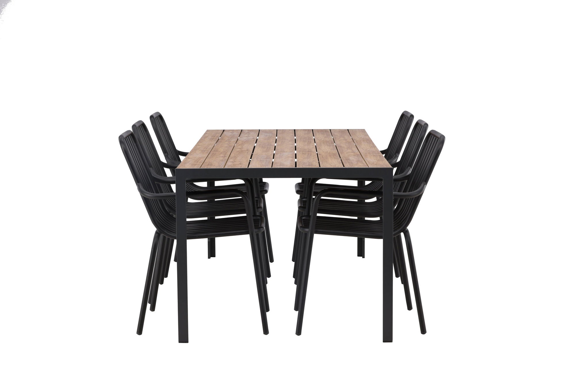 Venture Home Break Diningbord Alumnium - Black / Nature Rectangular 90*200* +Peking Diningchair Aluminium - Black / _6