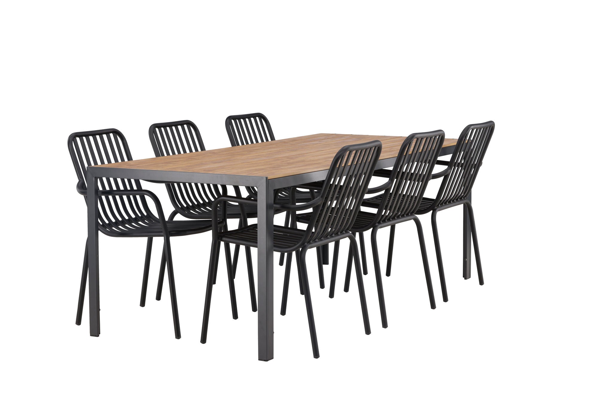 Venture Home Break Diningbord Alumnium - Black / Nature Rectangular 90*200* +Peking Diningchair Aluminium - Black / _6