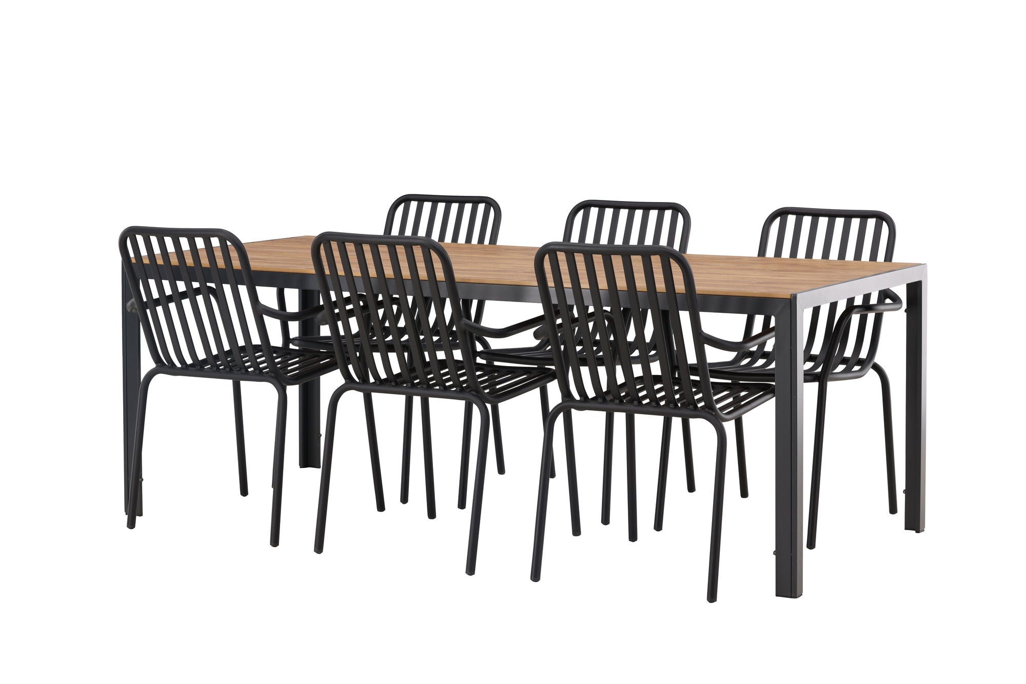 Venture Home Break Diningbord Alumnium - Black / Nature Rectangular 90*200* +Peking Diningchair Aluminium - Black / _6