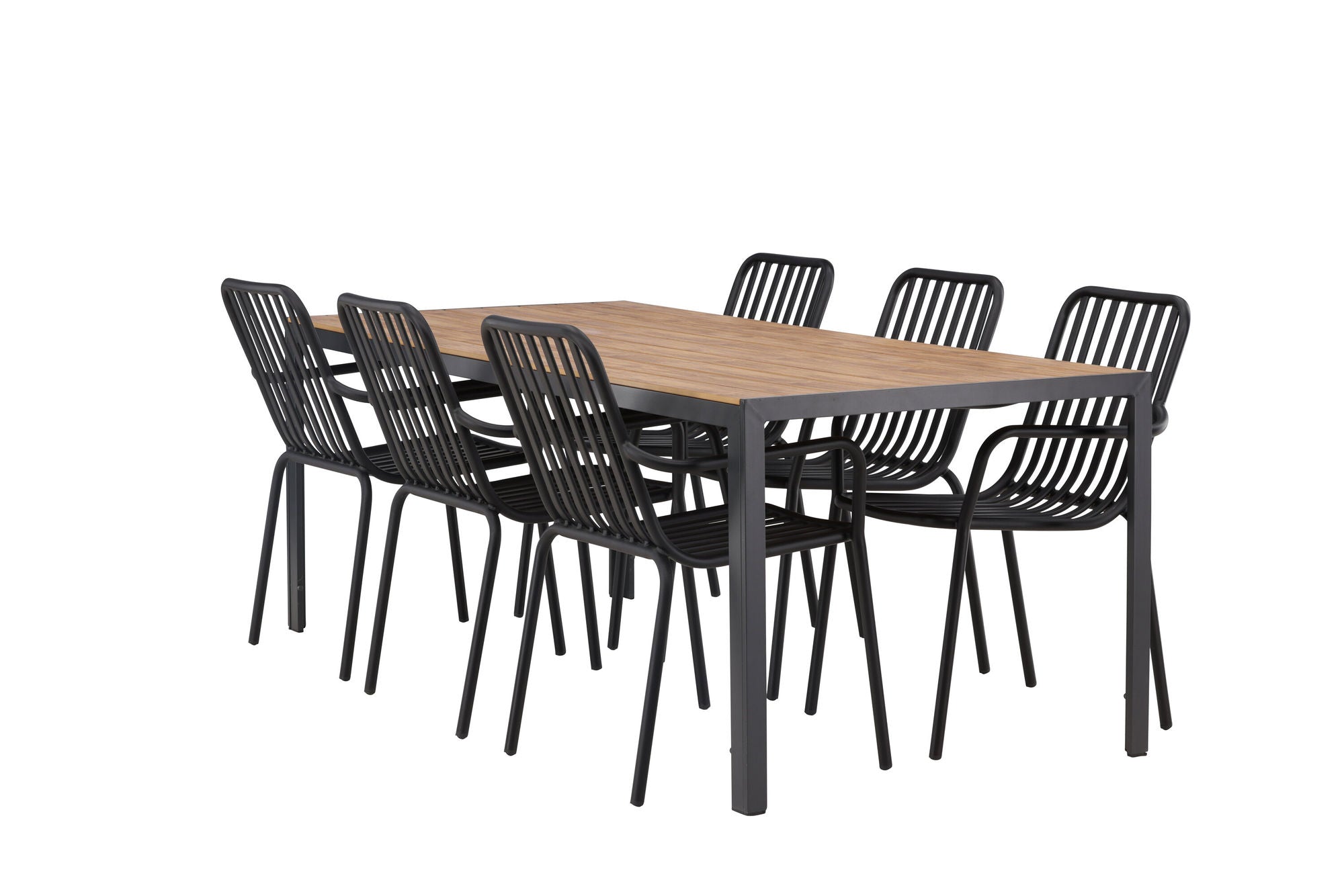 Venture Home Break Diningbord Alumnium - Black / Nature Rectangular 90*200* +Peking Diningchair Aluminium - Black / _6