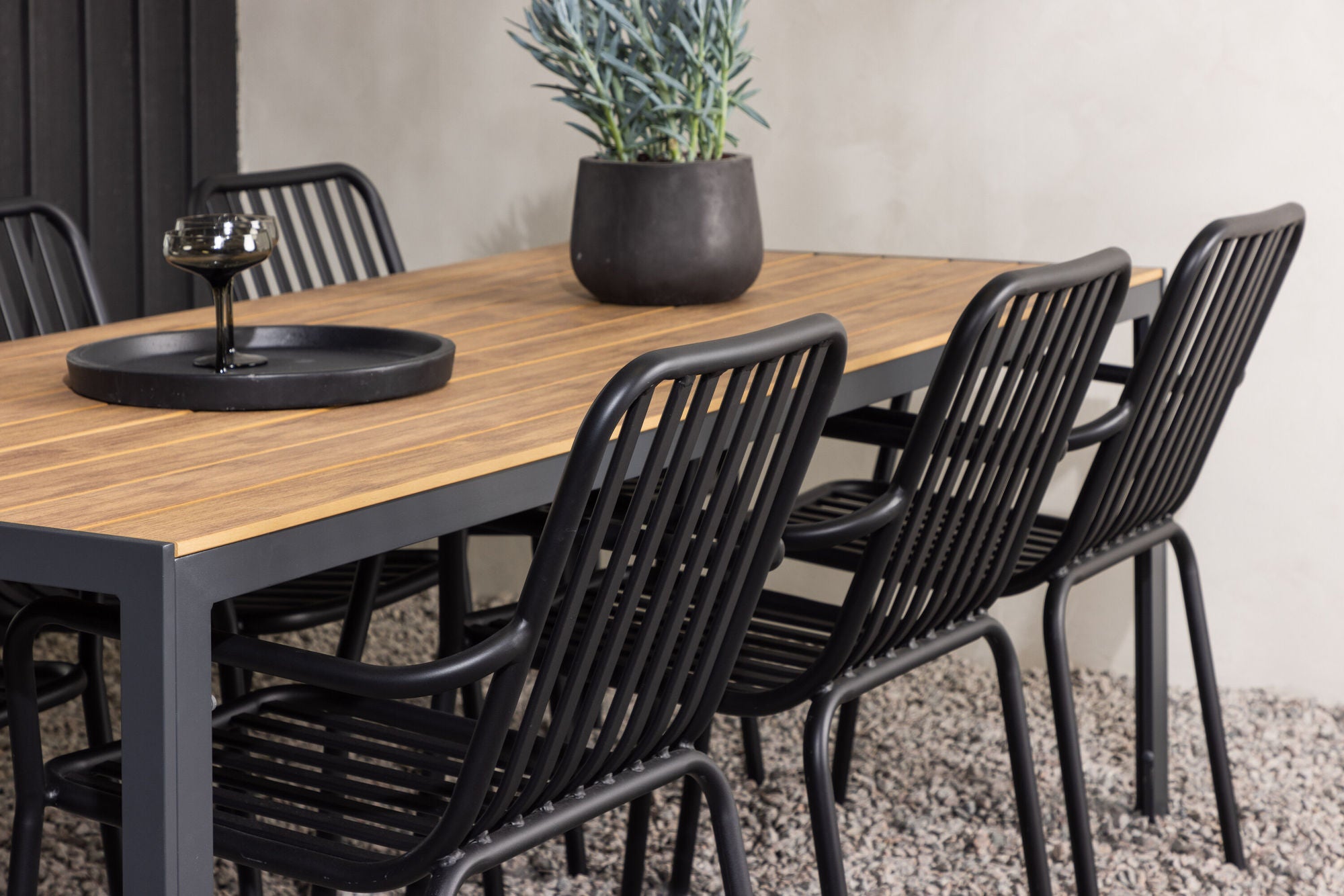 Venture Home Break Diningbord Alumnium - Black / Nature Rectangular 90*200* +Peking Diningchair Aluminium - Black / _6