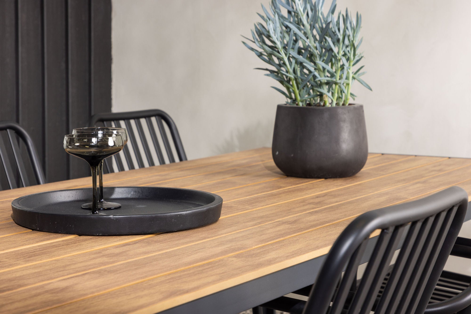 Venture Home Break Diningbord Alumnium - Black / Nature Rectangular 90*200* +Peking Diningchair Aluminium - Black / _6