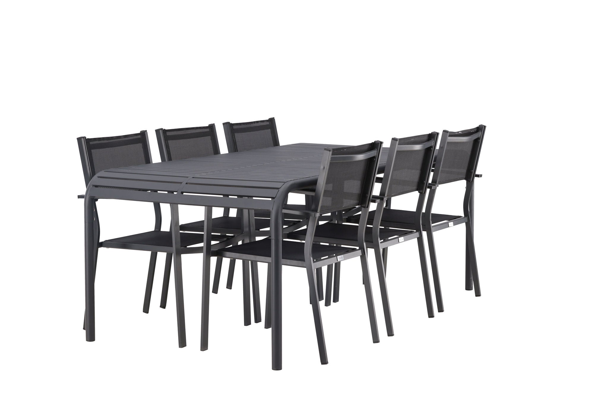 Venture Home Borneo Diningbord Aluminium - Black / Rectangular 100*200* +Copacabana Stacking stol - Black/Black - Ersätter 4131-408 _6