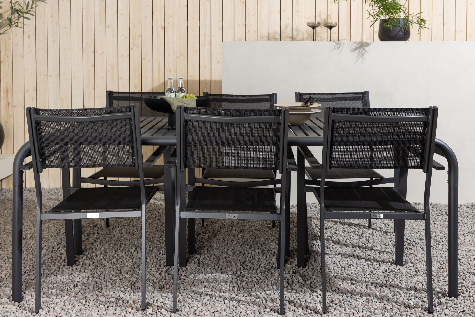 Venture Home Borneo Diningbord Aluminium - Black / Rectangular 100*200* +Copacabana Stacking stol - Black/Black - Ersätter 4131-408 _6