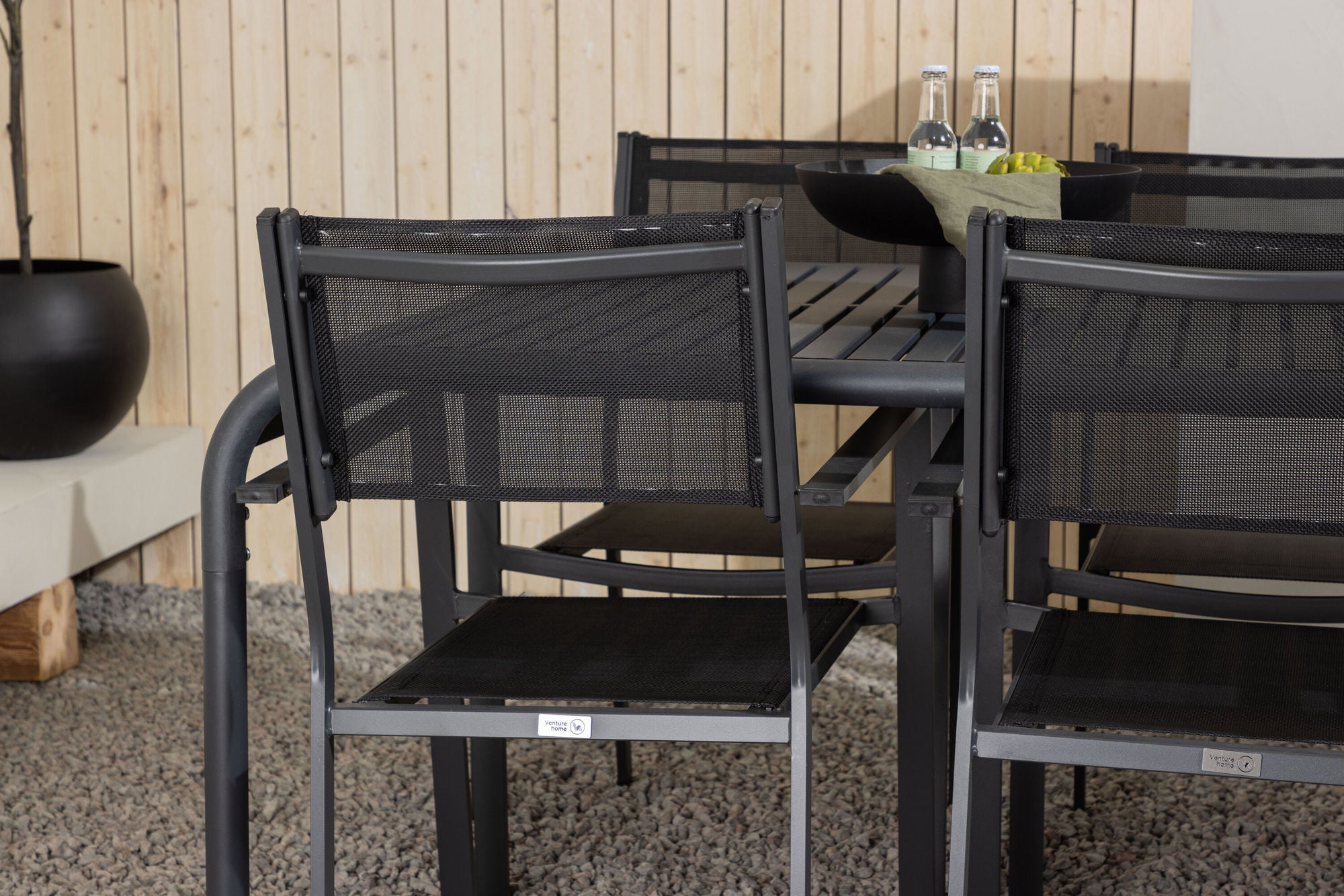 Venture Home Borneo Diningbord Aluminium - Black / Rectangular 100*200* +Copacabana Stacking stol - Black/Black - Ersätter 4131-408 _6