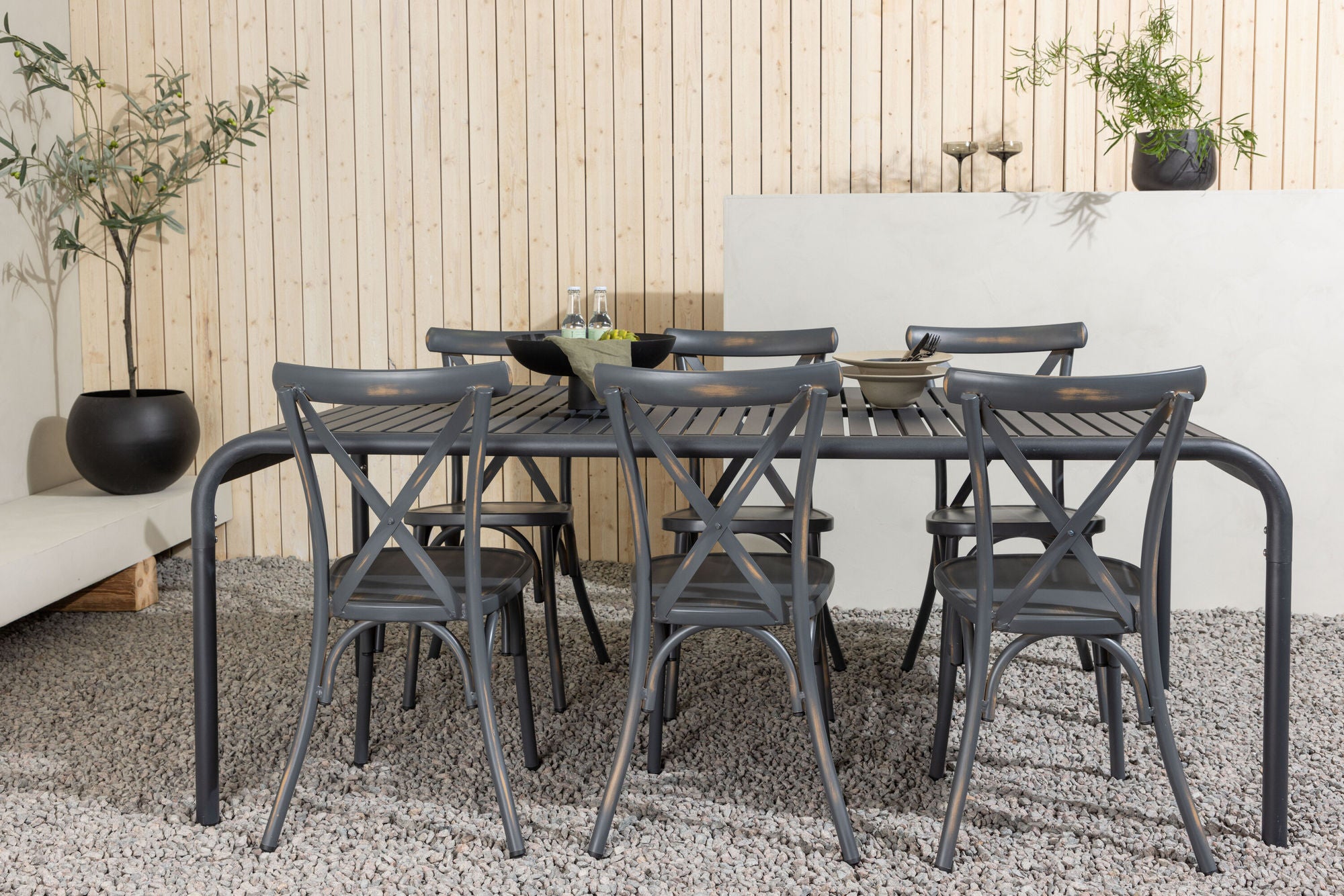 Venture Home Borneo Diningbord Aluminium - Black / Rectangular 100*200* +Tablas Diningchair Aluminium - Black / _6