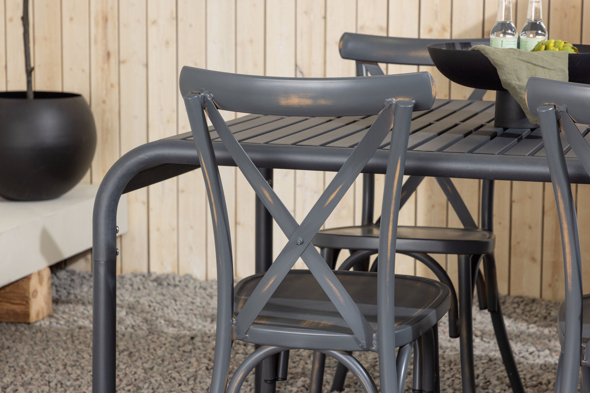 Venture Home Borneo Diningbord Aluminium - Black / Rectangular 100*200* +Tablas Diningchair Aluminium - Black / _6