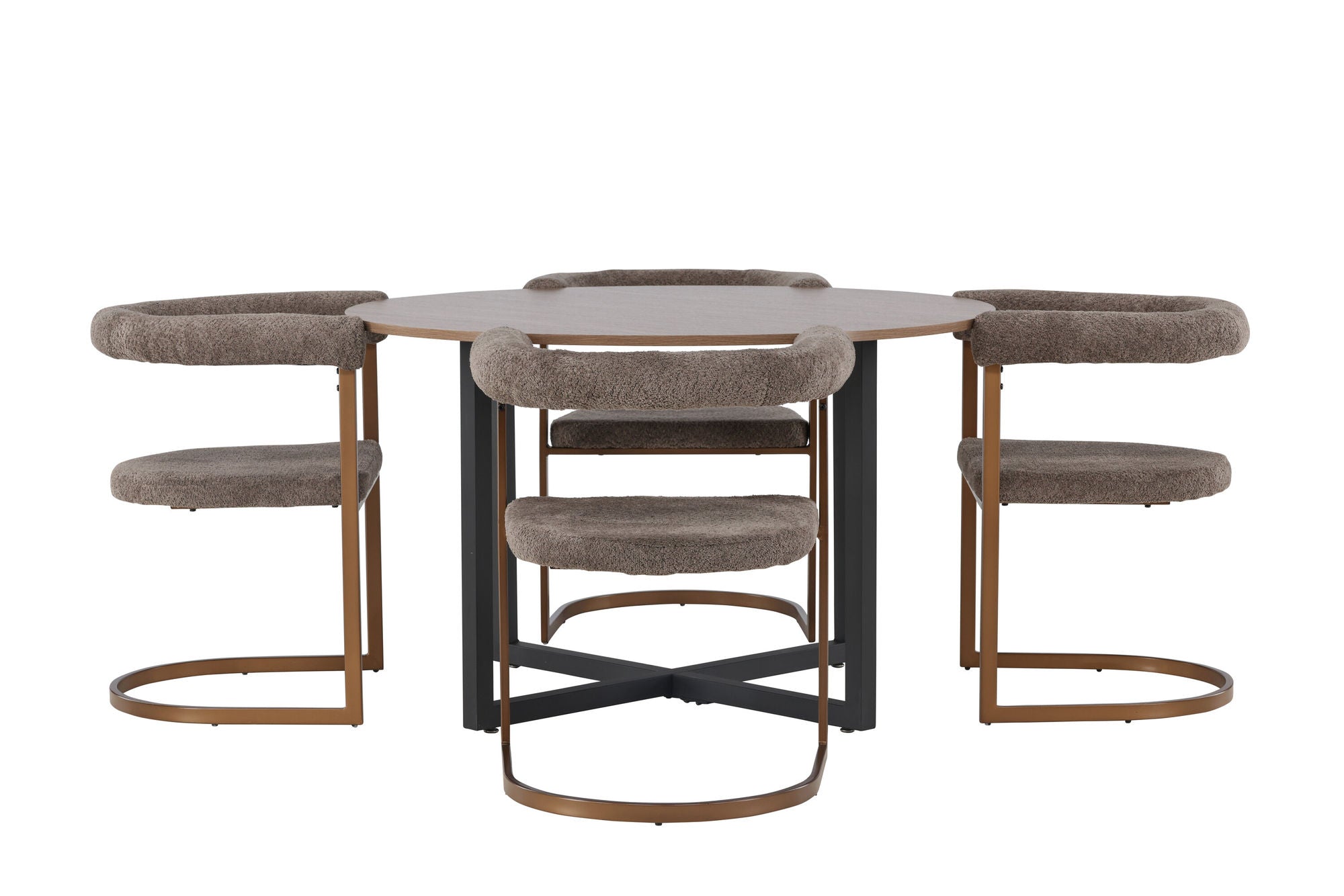 Venture Home Durango spisebord - Black / Walnut MDF +Morning Spisebordsstol - Black / Black Boucle _4