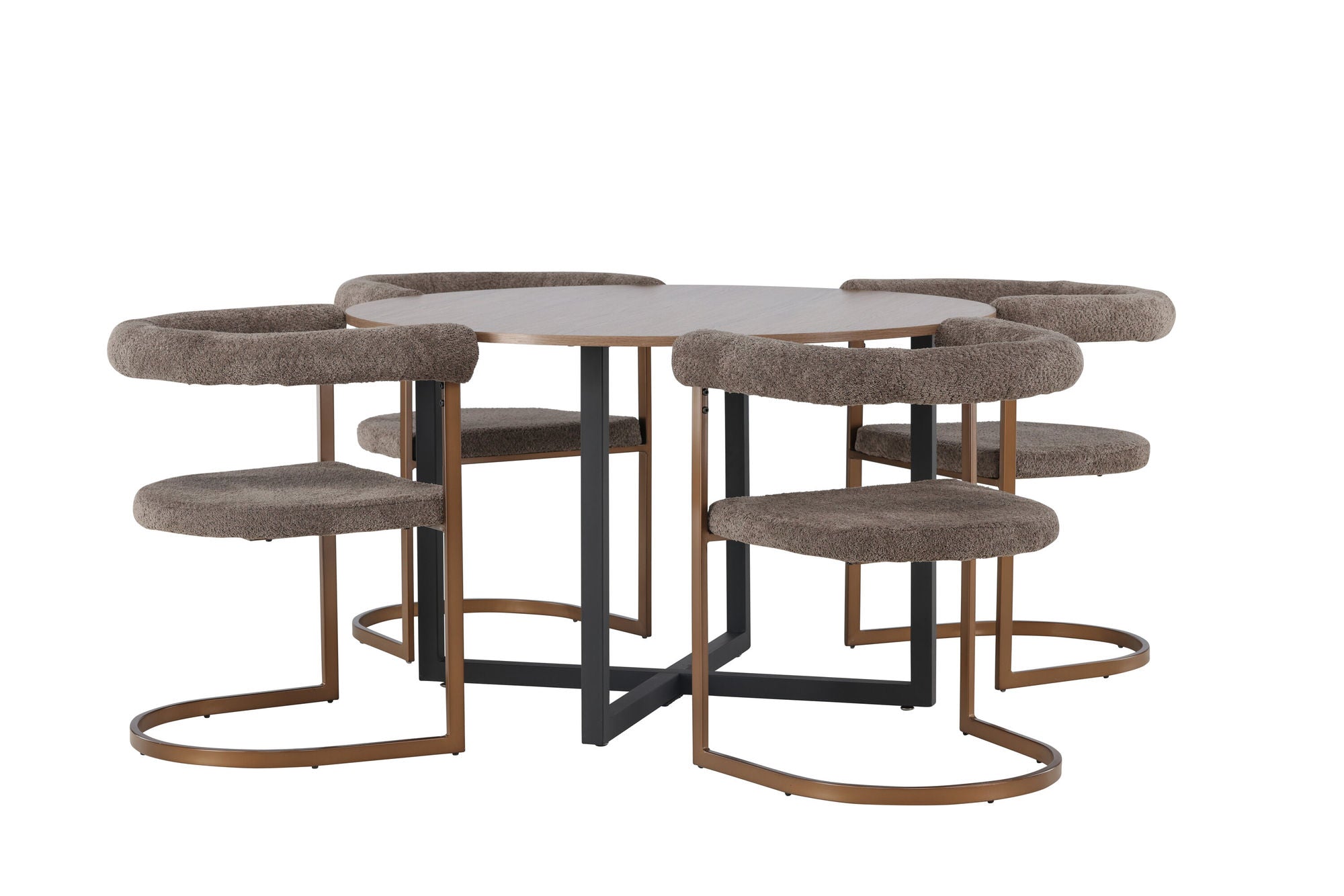 Venture Home Durango spisebord - Black / Walnut MDF +Morning Spisebordsstol - Black / Black Boucle _4
