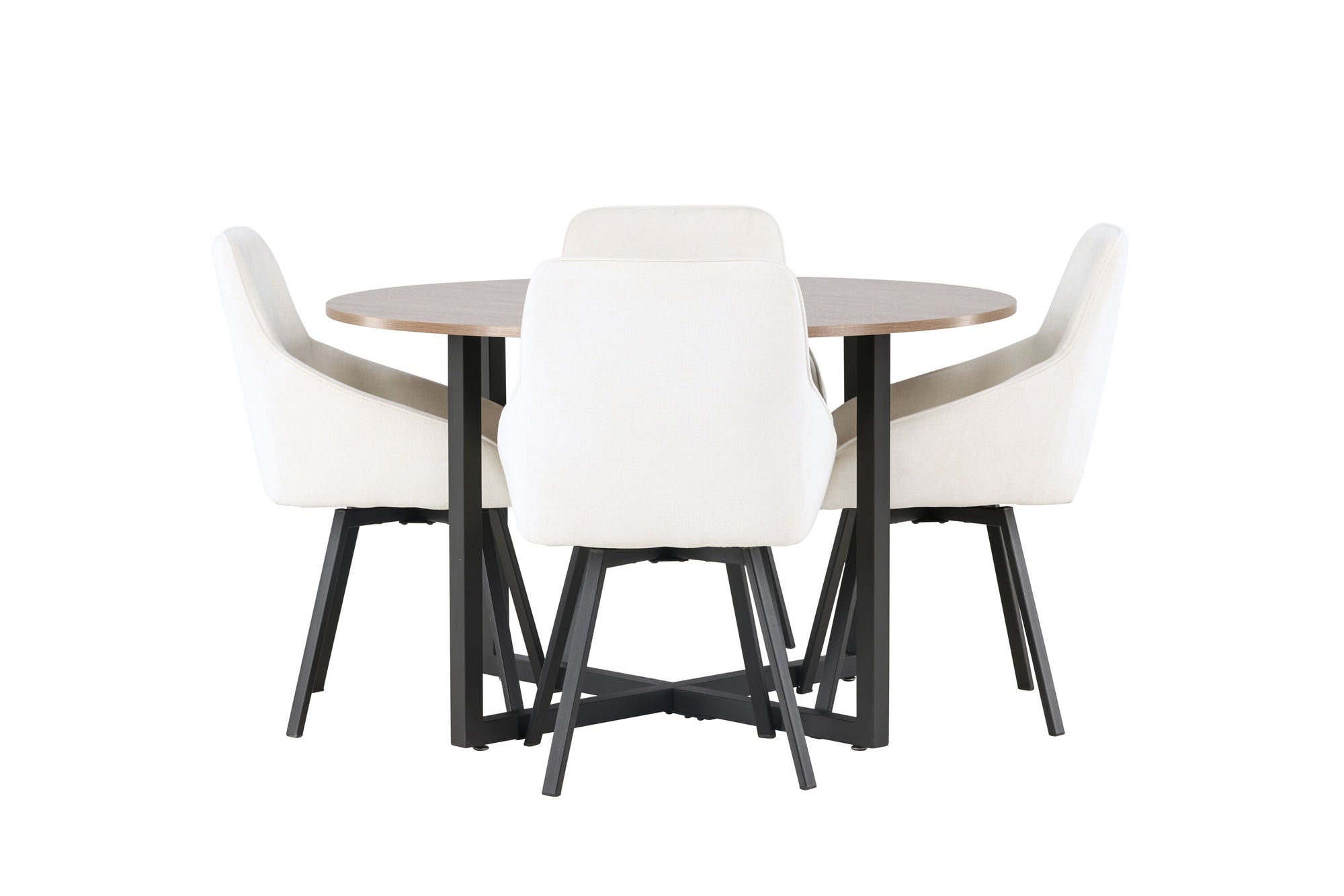 Venture Home Durango spisebord - Black / Walnut MDF +Rosie Spisebordsstol - Black / Beige Fabric _4