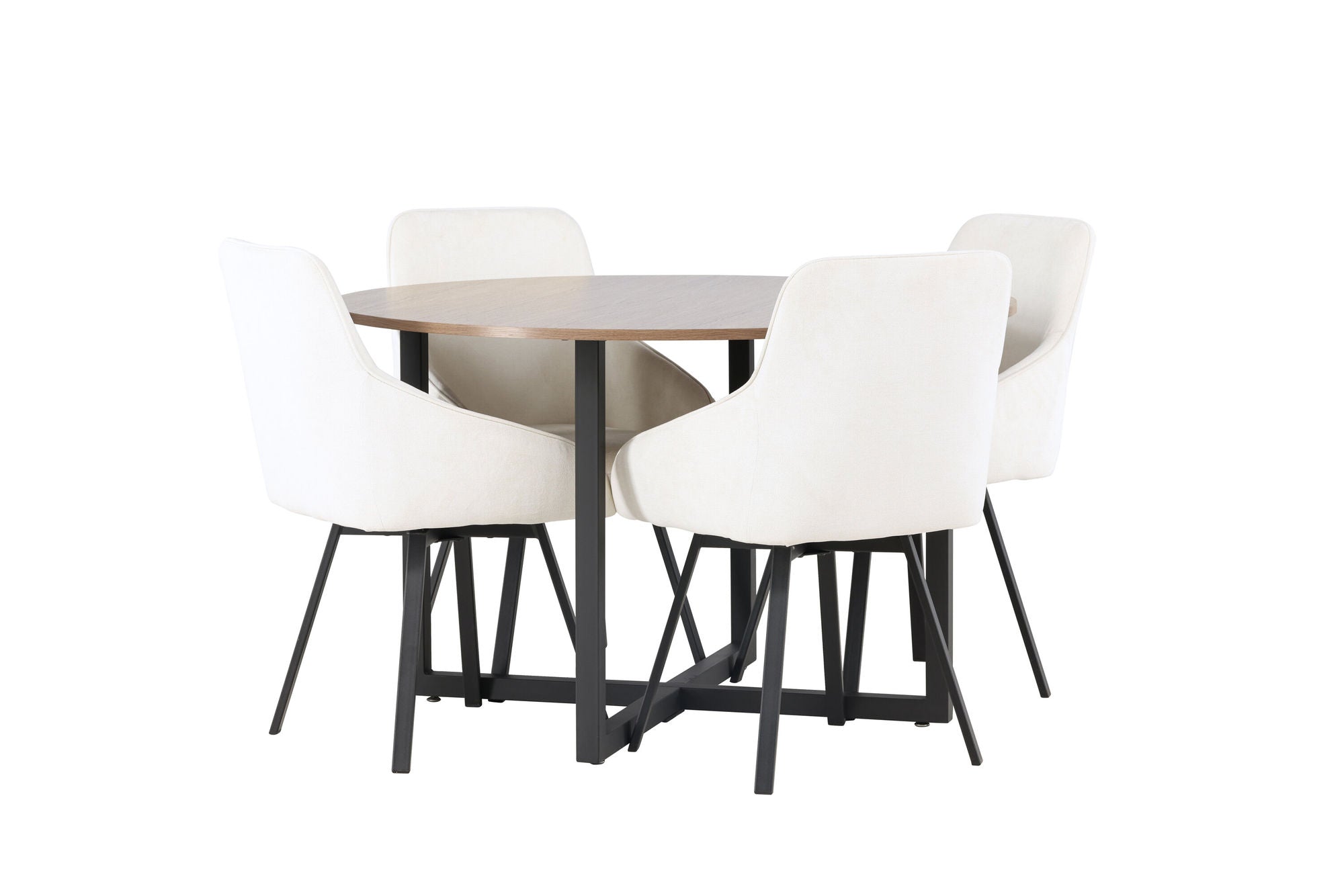 Venture Home Durango spisebord - Black / Walnut MDF +Rosie Spisebordsstol - Black / Beige Fabric _4