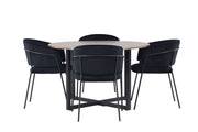 Venture Home Durango spisebord - Black / Walnut MDF +Selma Spisebordsstol - Black / Black Velvet _4