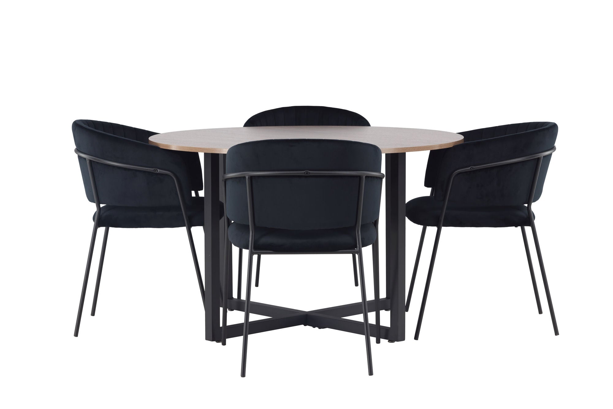 Venture Home Durango spisebord - Black / Walnut MDF +Selma Spisebordsstol - Black / Black Velvet _4