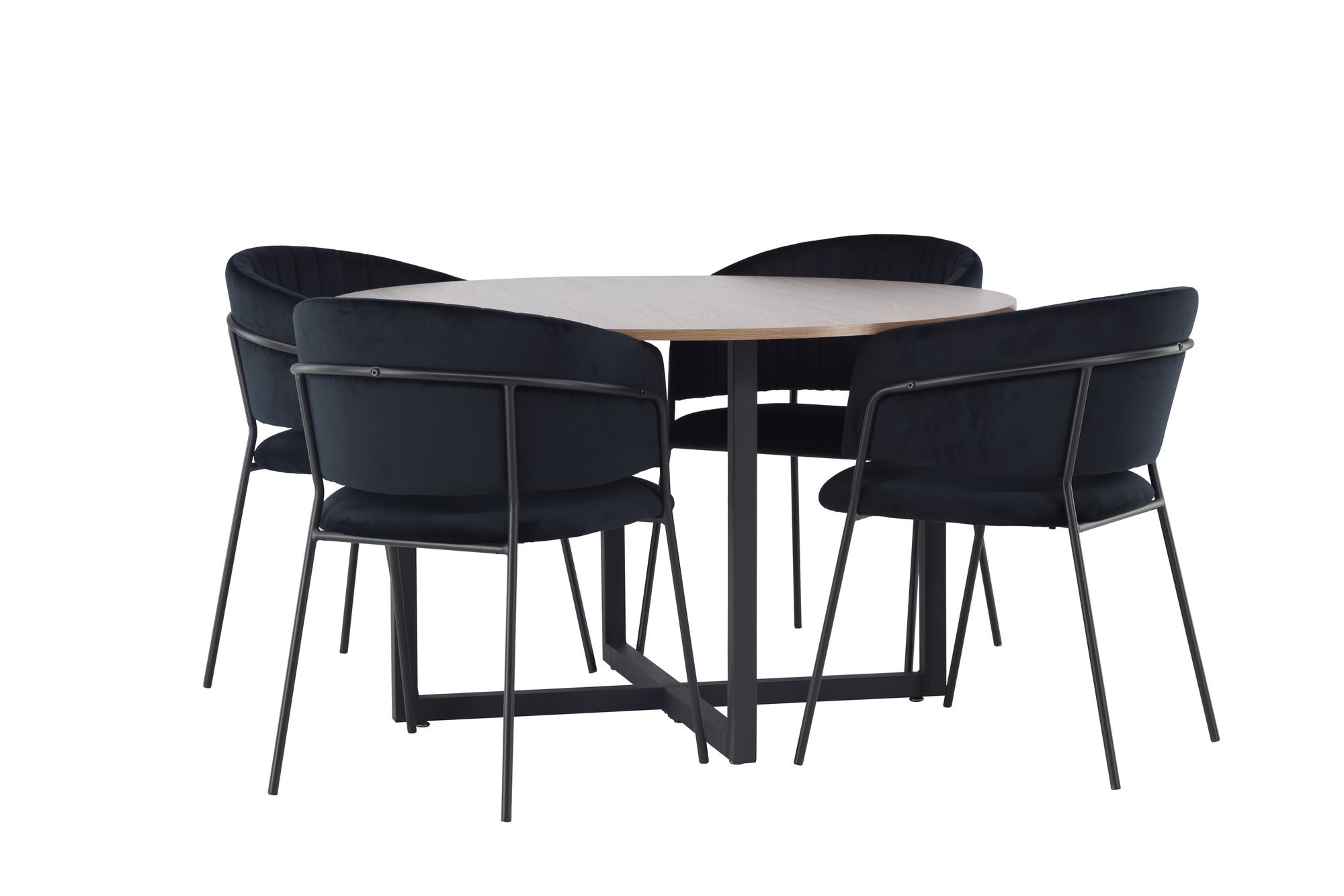 Venture Home Durango spisebord - Black / Walnut MDF +Selma Spisebordsstol - Black / Black Velvet _4