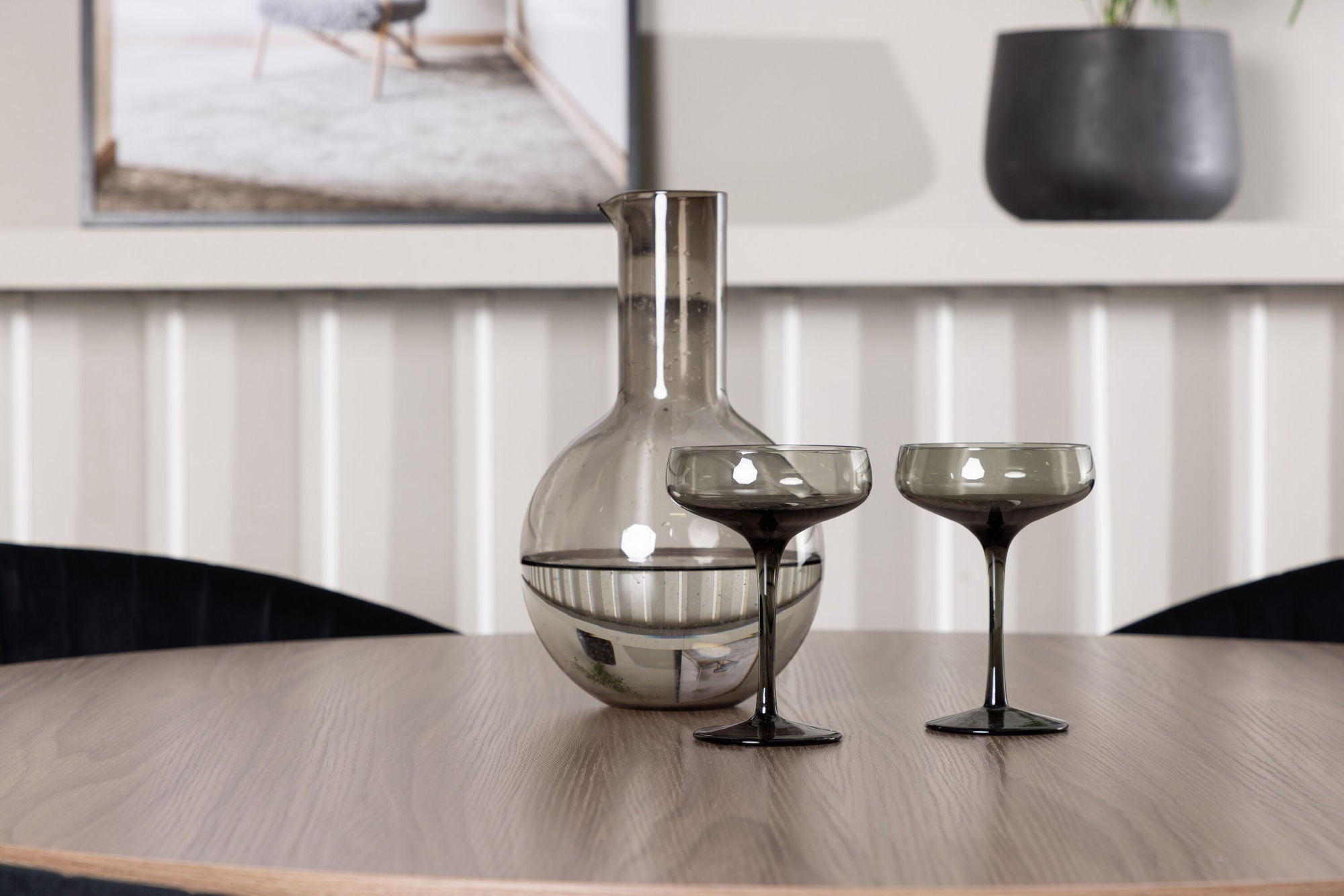 Venture Home Durango spisebord - Black / Walnut MDF +Selma Spisebordsstol - Black / Black Velvet _4