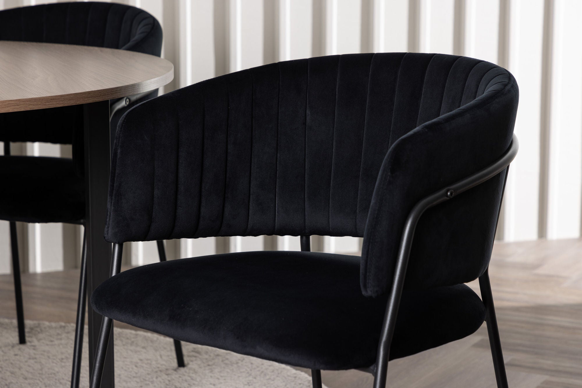 Venture Home Durango spisebord - Black / Walnut MDF +Selma Spisebordsstol - Black / Black Velvet _4