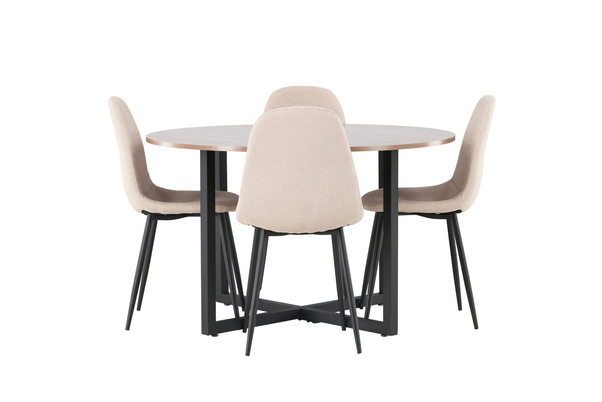 Venture Home Durango spisebord - Black / Walnut MDF +Polar Spisebordsstol - Black / Beige Boucle _4