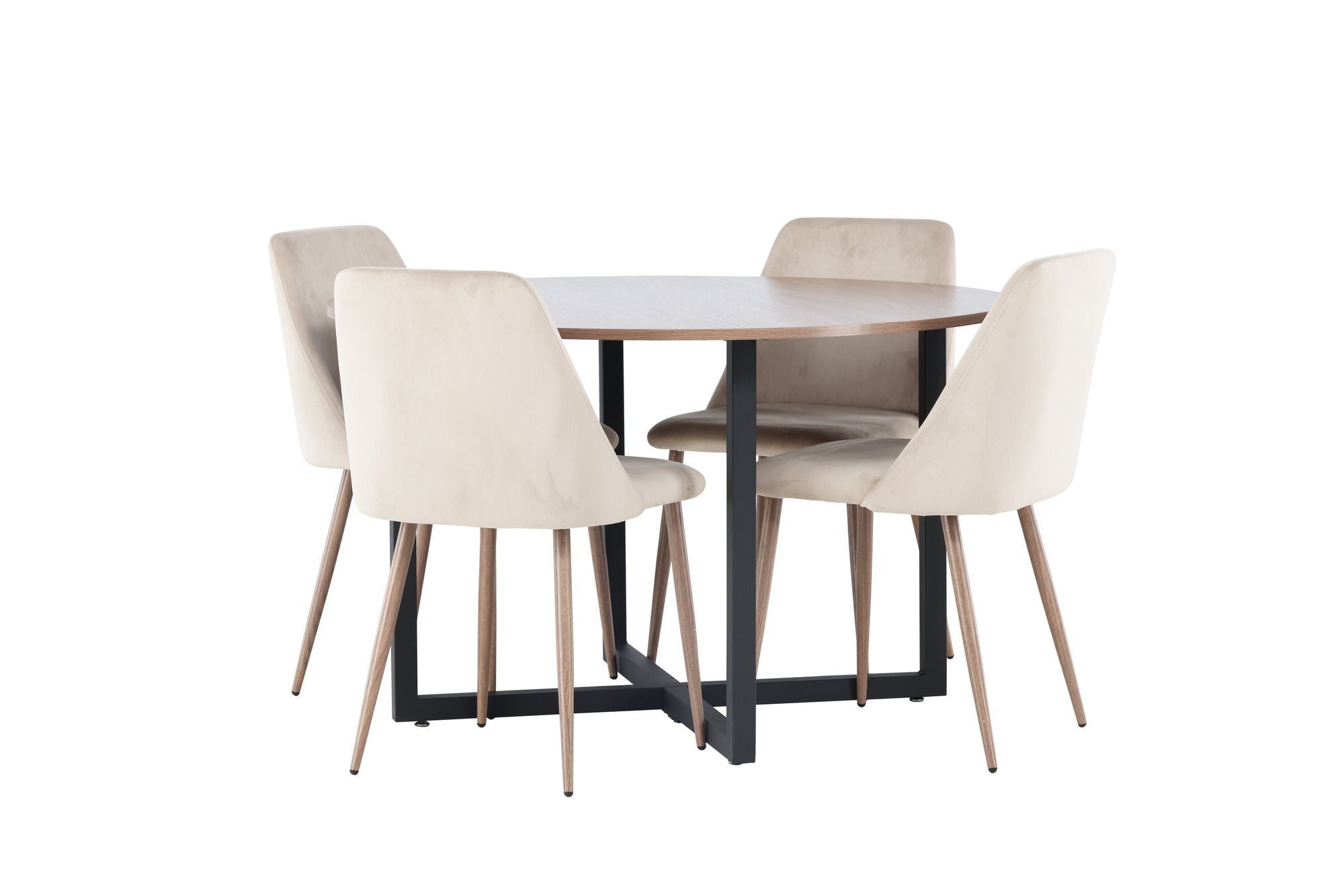 Venture Home Durango spisebord - Black / Walnut MDF +Night Spisebordsstol - Dark walnut / Mocca / Brown Fabric _4