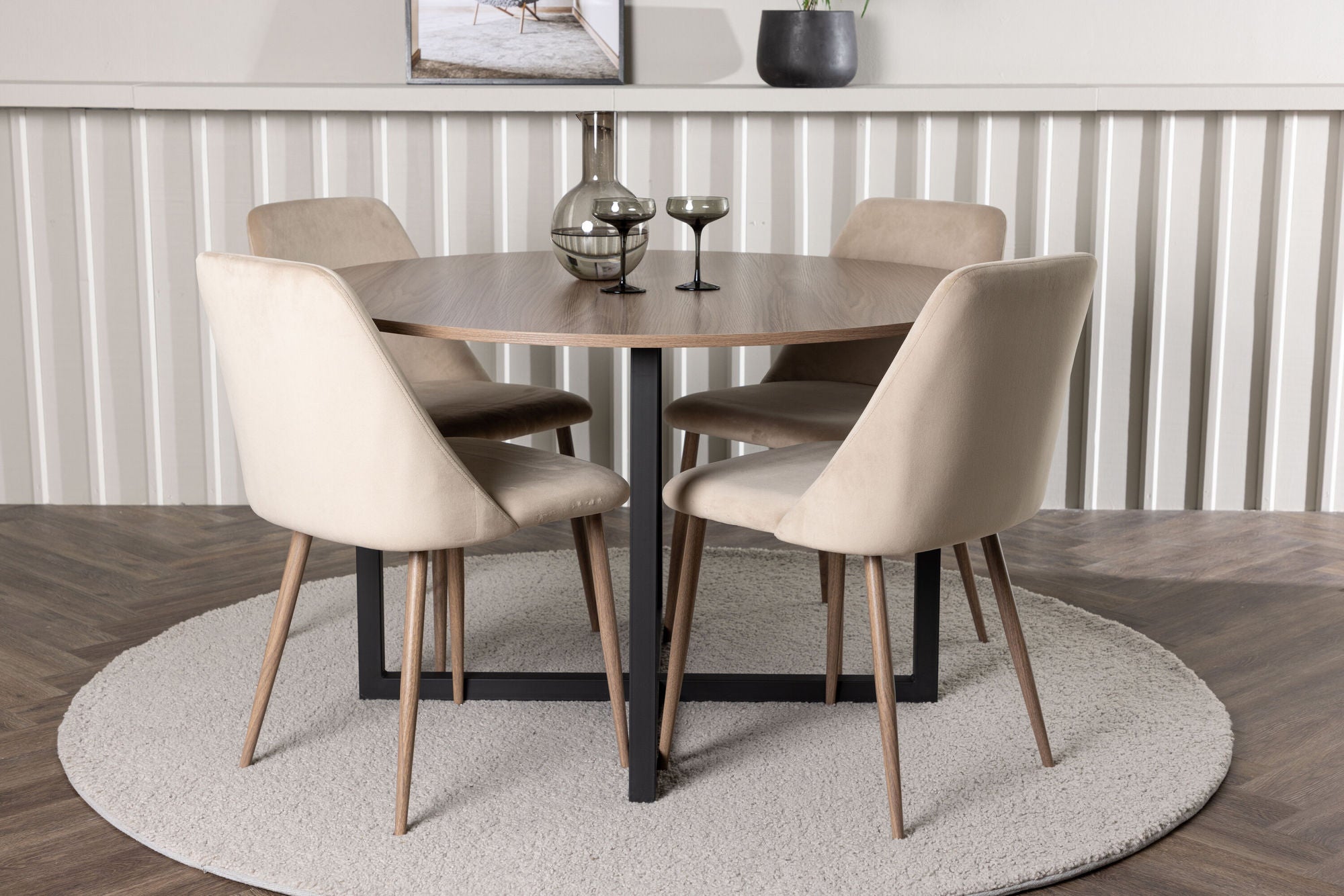 Venture Home Durango spisebord - Black / Walnut MDF +Night Spisebordsstol - Dark walnut / Mocca / Brown Fabric _4