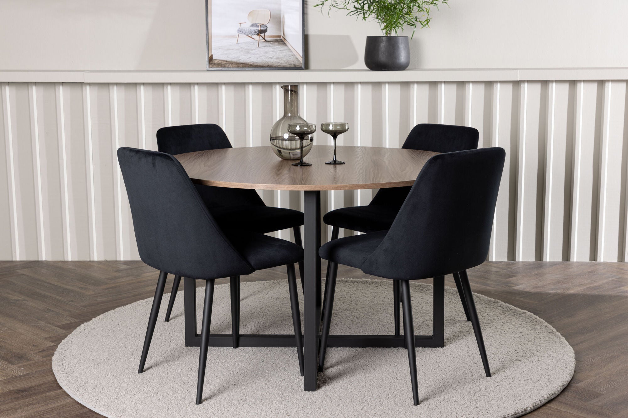 Venture Home Durango spisebord - Black / Walnut MDF +Night Spisebordsstol - Black / Black Velvet _4