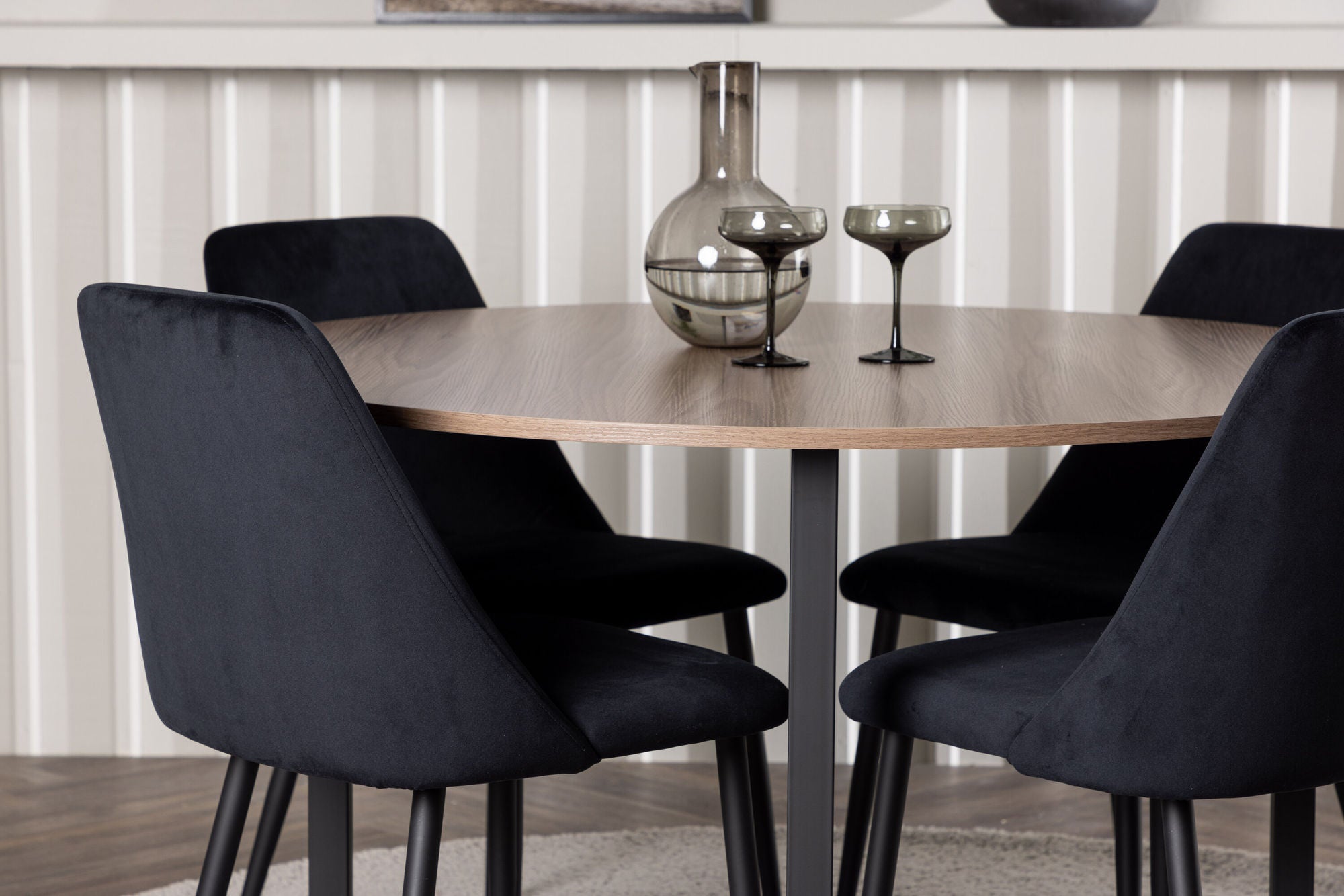 Venture Home Durango spisebord - Black / Walnut MDF +Night Spisebordsstol - Black / Black Velvet _4