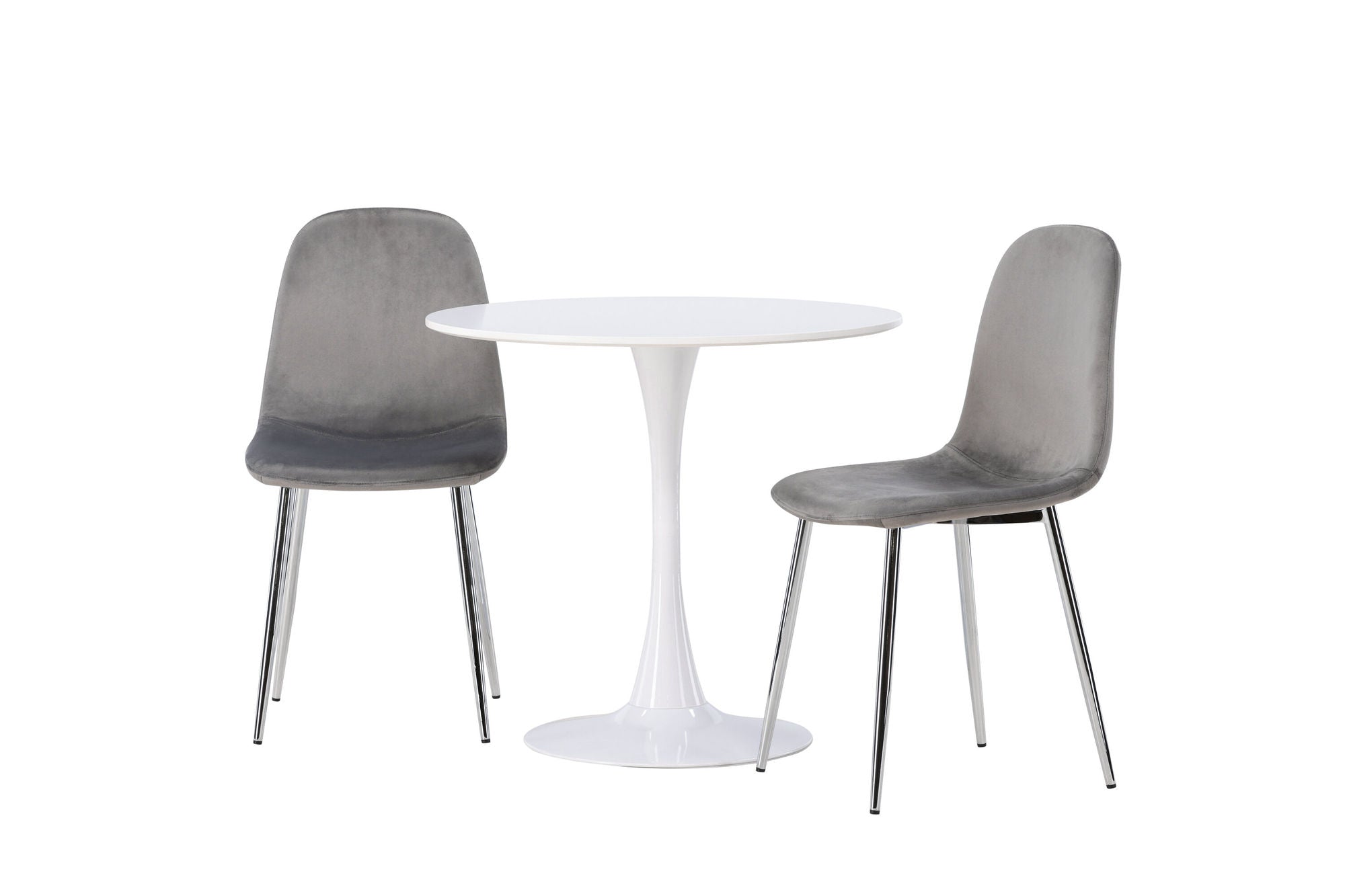 Venture Home Hamden spisebord - White MDF +Eva Spisebordsstol - Light grey / Light grey Velvet _2