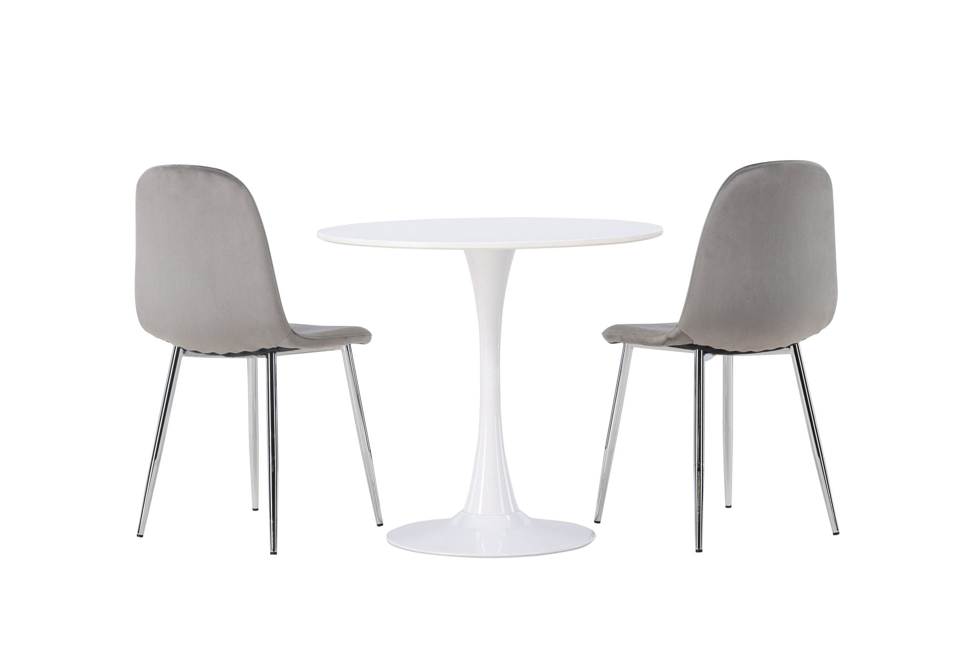 Venture Home Hamden spisebord - White MDF +Eva Spisebordsstol - Light grey / Light grey Velvet _2