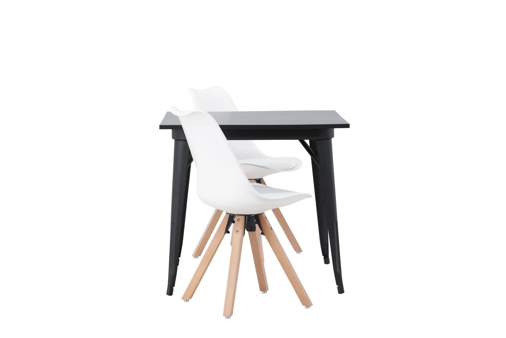 Venture Home Tempe spisebord - Black / Black MDF +Zeno Spisebordsstol - Nature woodlook / White PP _2