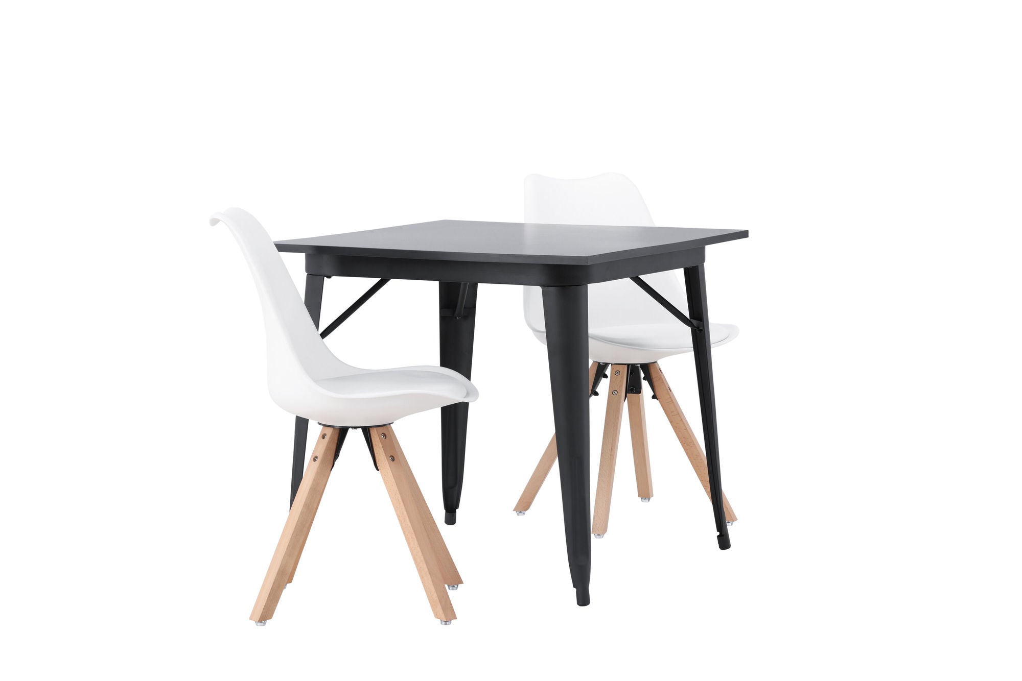 Venture Home Tempe spisebord - Black / Black MDF +Zeno Spisebordsstol - Nature woodlook / White PP _2