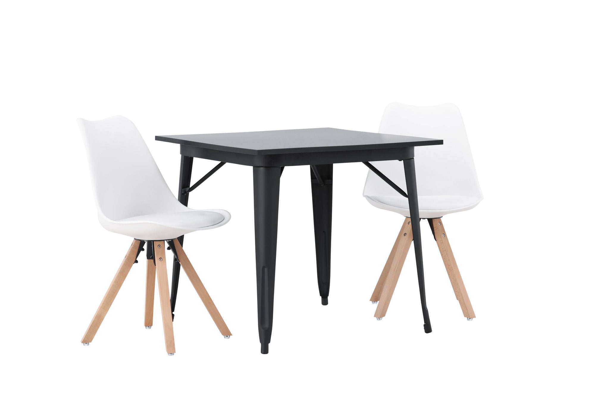 Venture Home Tempe spisebord - Black / Black MDF +Zeno Spisebordsstol - Nature woodlook / White PP _2