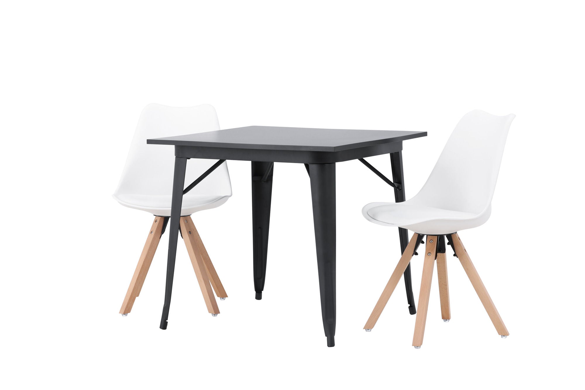 Venture Home Tempe spisebord - Black / Black MDF +Zeno Spisebordsstol - Nature woodlook / White PP _2