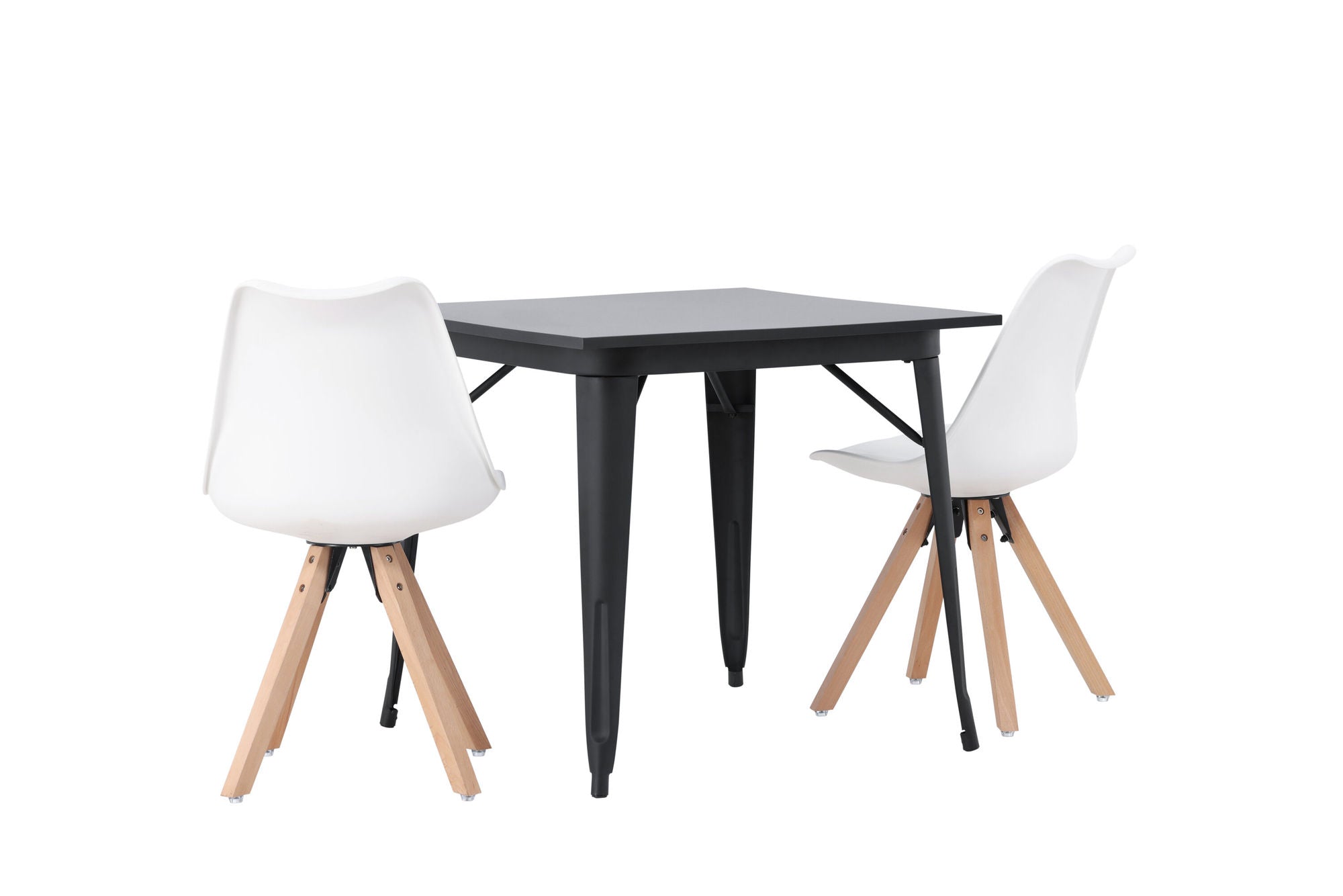 Venture Home Tempe spisebord - Black / Black MDF +Zeno Spisebordsstol - Nature woodlook / White PP _2