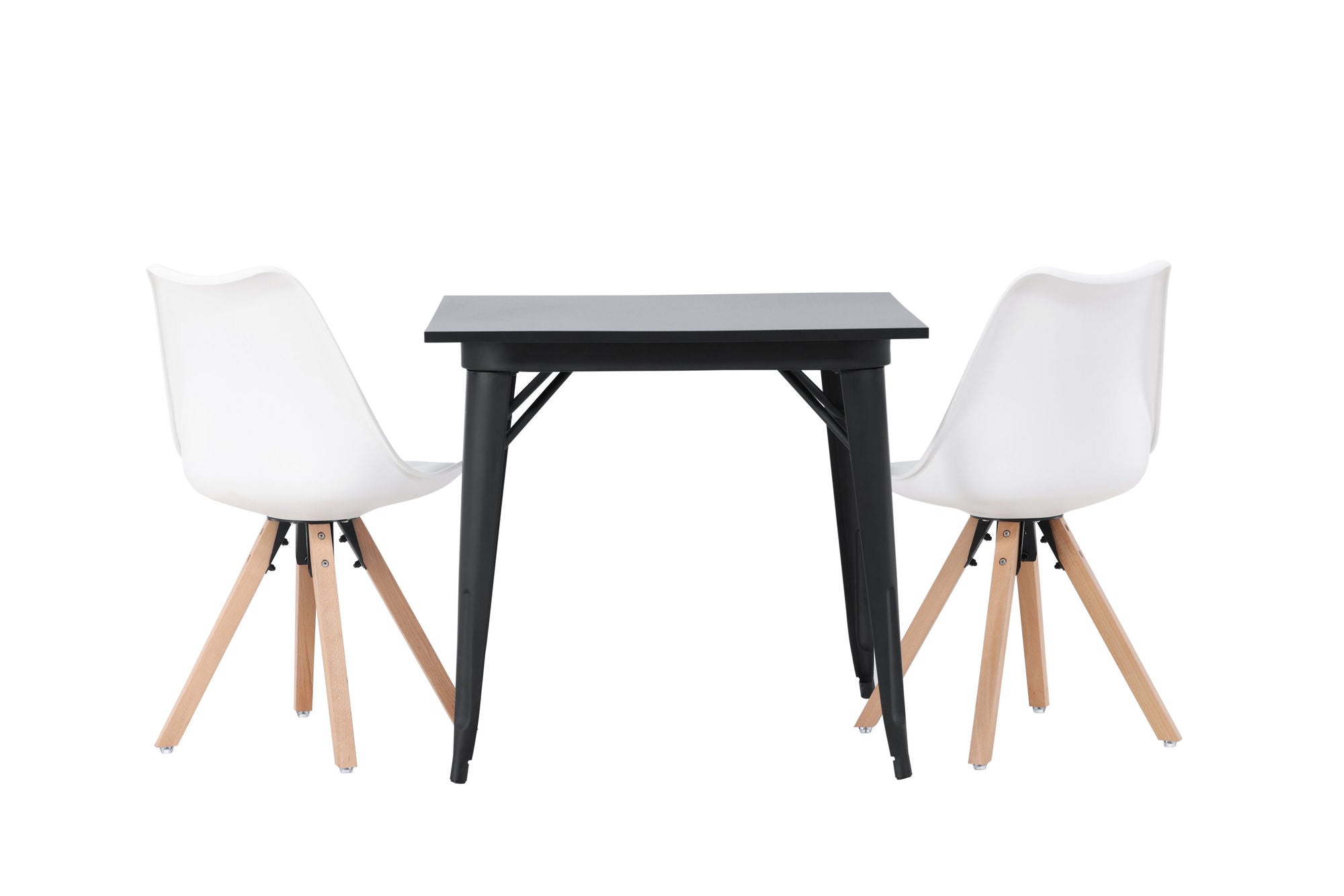 Venture Home Tempe spisebord - Black / Black MDF +Zeno Spisebordsstol - Nature woodlook / White PP _2