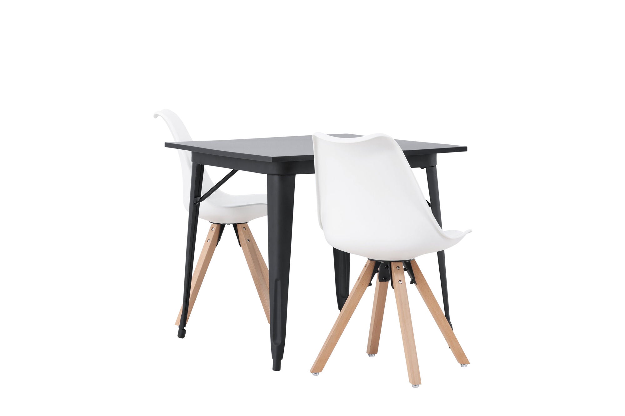 Venture Home Tempe spisebord - Black / Black MDF +Zeno Spisebordsstol - Nature woodlook / White PP _2