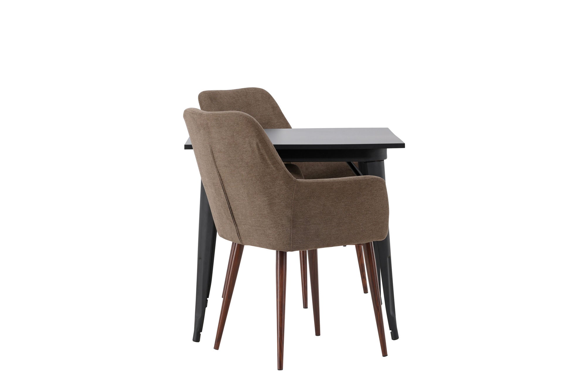 Venture Home Tempe spisebord - Black / Black MDF +Tomorrow Spisebordsstol - Dark walnut / Dark grey/Brown Fabric _2