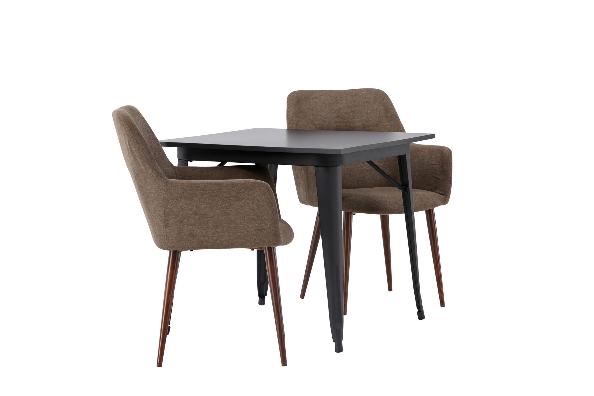 Venture Home Tempe spisebord - Black / Black MDF +Tomorrow Spisebordsstol - Dark walnut / Dark grey/Brown Fabric _2